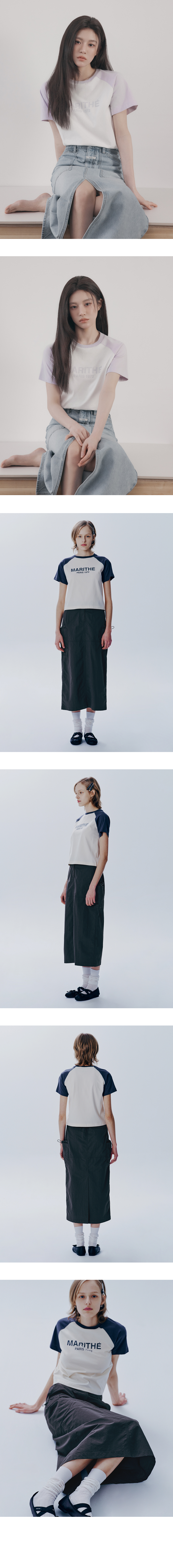 W RAGLAN REGULAR LOGO TEE - 2 COLORS NAVY