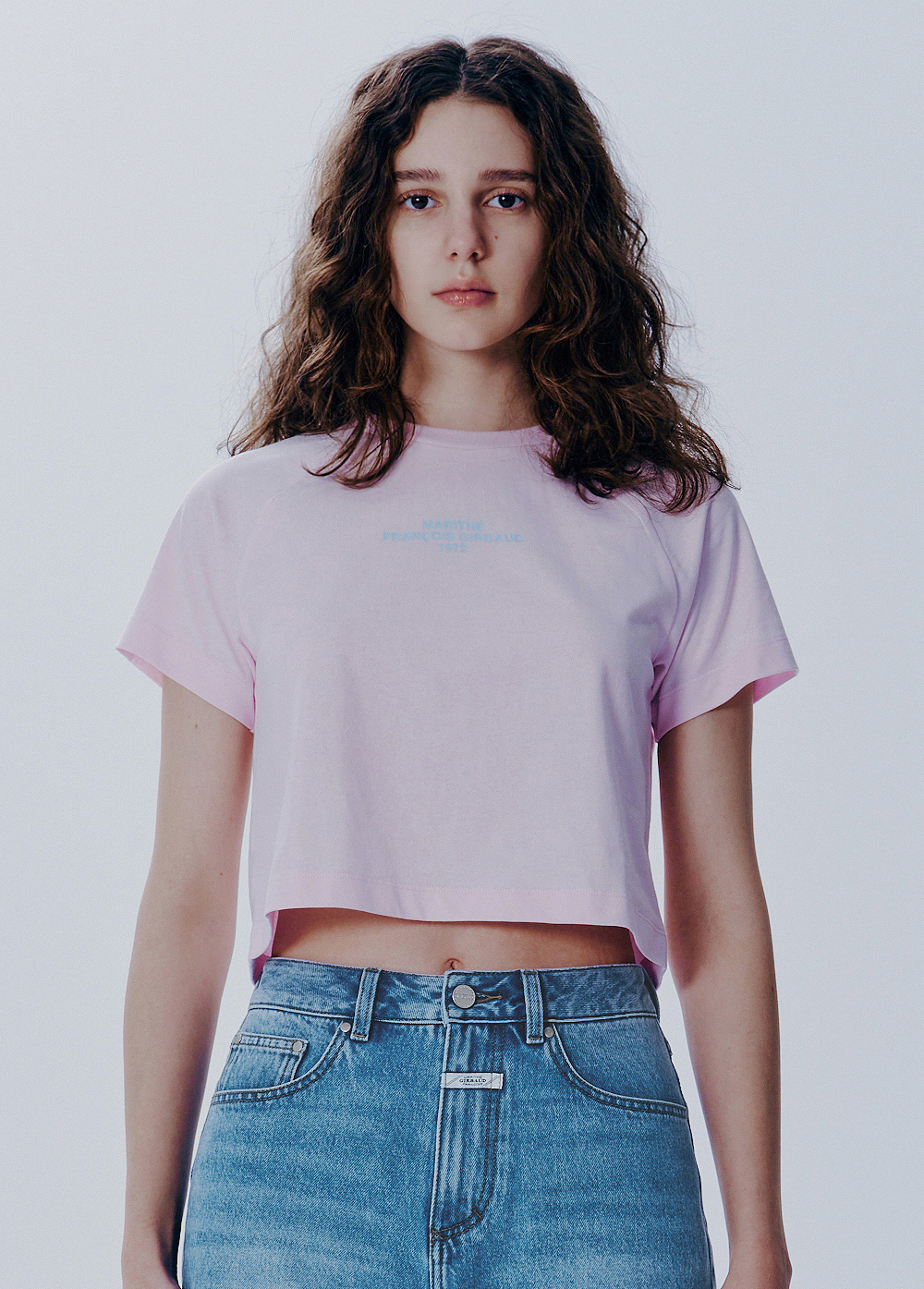 W LETTERING LOGO CROP TEE - 4 COLORS PINK