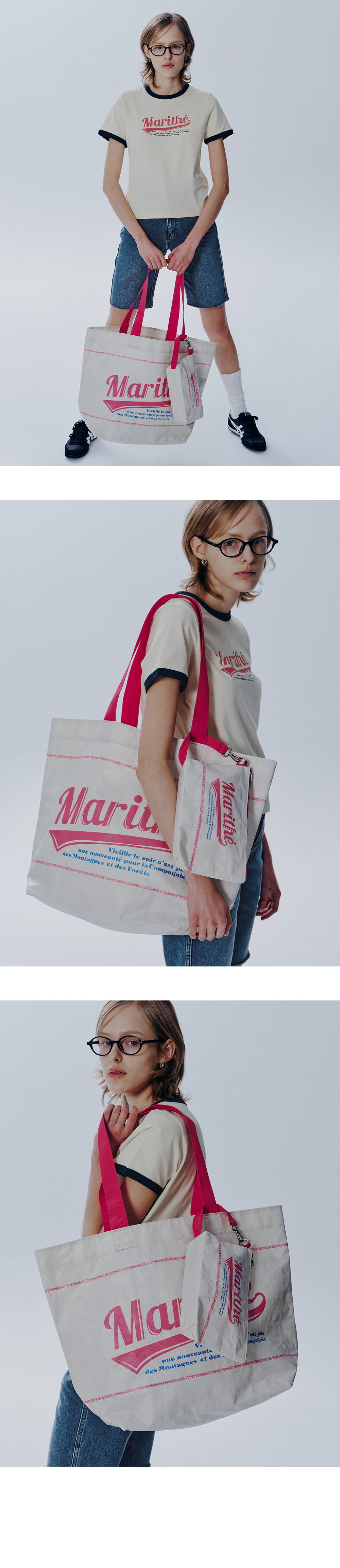 【MARITHEFRANCOISGIRBAUD】 TARPAULIN BIG SHOPPER BAG TARPAULIN BIG SHOPPER BAG pink - MARITHE FRANCOIS GIRBAUD