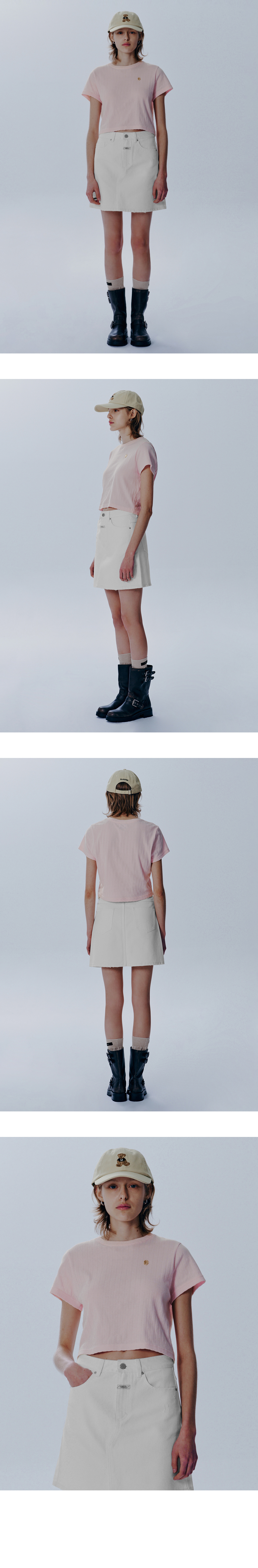 W CIRCLE LOGO POINTEL KNIT TEE light pink - MARITHE FRANCOIS