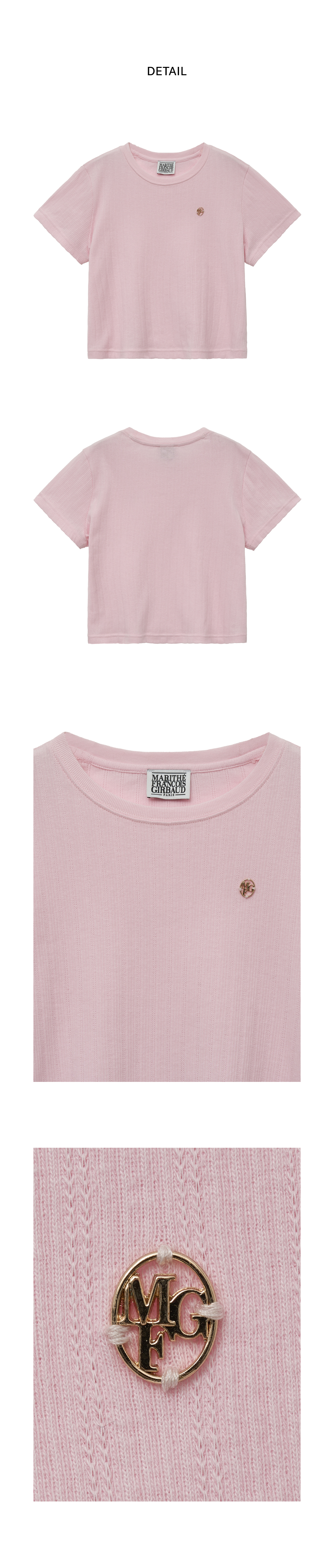 さらに100円引き◆MARITHE◆W CIRCLE LOGO SLIM FIT KNIT W CIRCLE LOGO POINTEL KNIT TEE light pink - MARITHE FRANCOIS