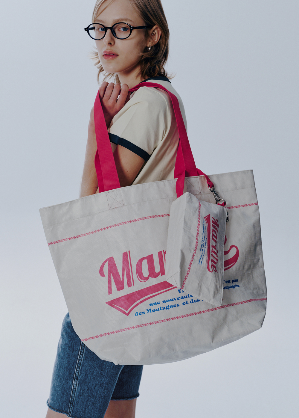 【MARITHEFRANCOISGIRBAUD】 TARPAULIN BIG SHOPPER BAG TARPAULIN BIG SHOPPER BAG pink - MARITHE FRANCOIS GIRBAUD