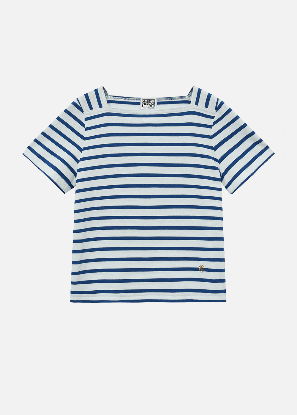 W SQUARE NECK STRIPE HALF TEE - 2 COLORS BLUE