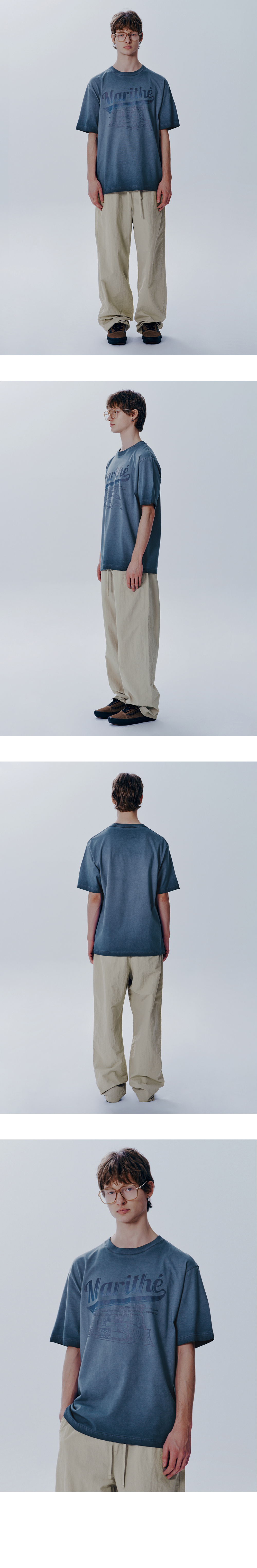★Marithe + Francois Girbaud★ FOOTBALL TEE ash blue MFG45UT VINTAGE DYEING OVERSIZED TEE ash blue - MARITHE FRANCOIS GIRBAUD
