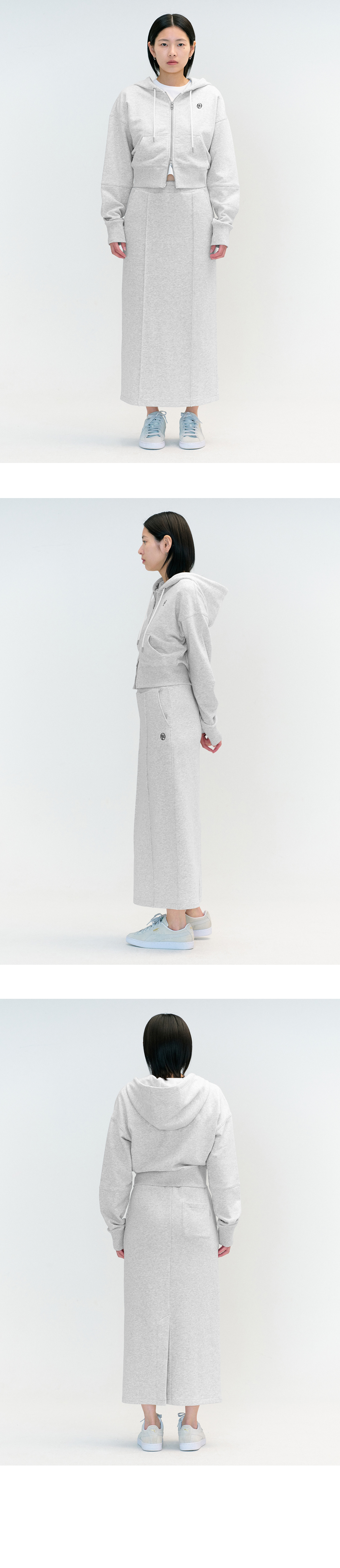 W CIRCLE LOGO SWEAT SKIRT light heather gray - MARITHE