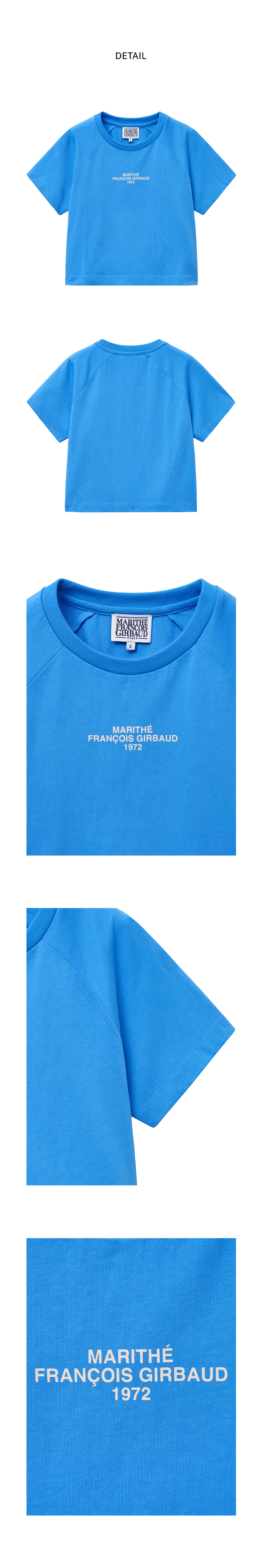W LETTERING LOGO CROP TEE - 4 COLORS BLUE