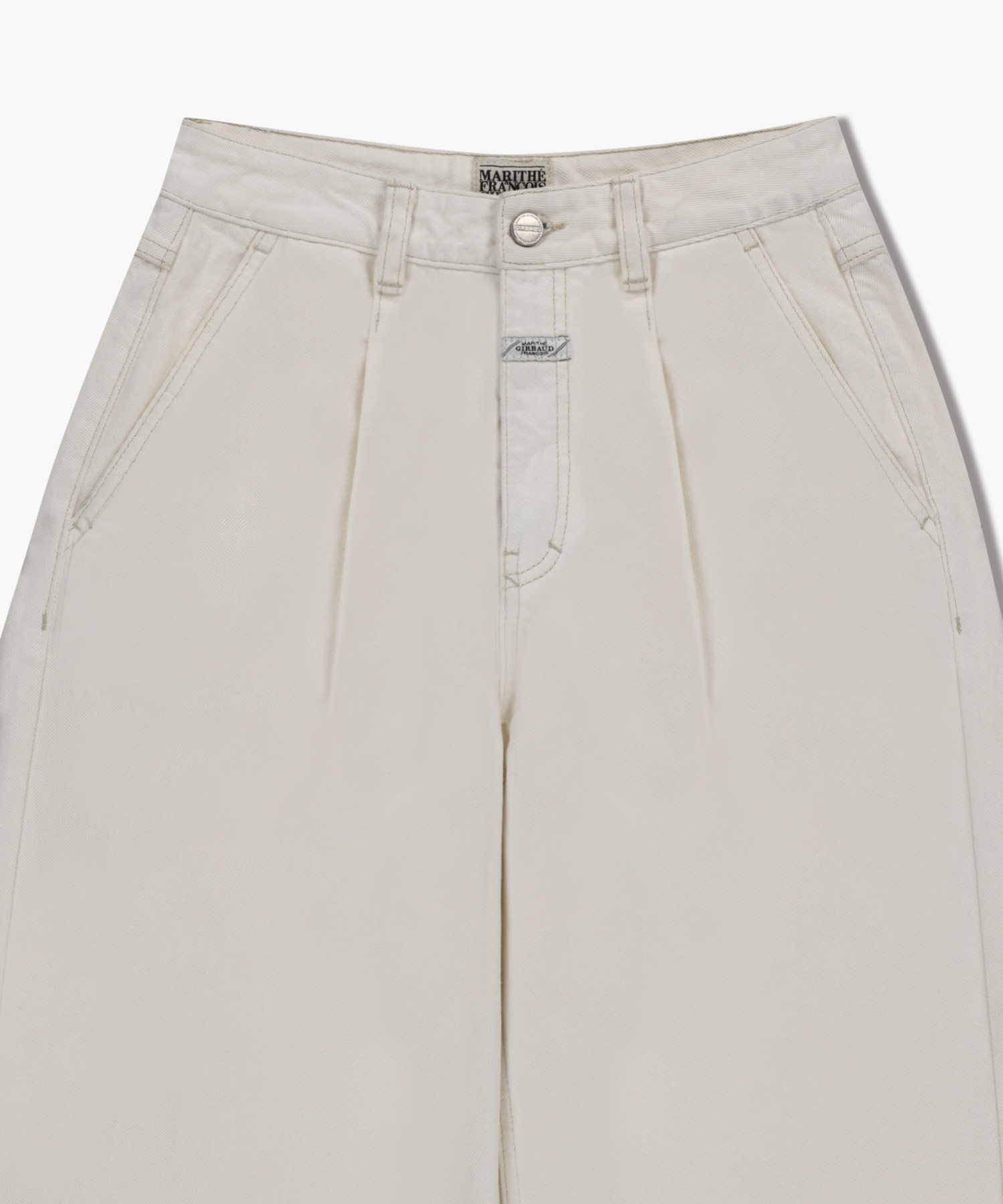 W LOW-WAIST TUCK WIDE DENIM PANTS ecru - MARITHÉ+FRANҪOIS