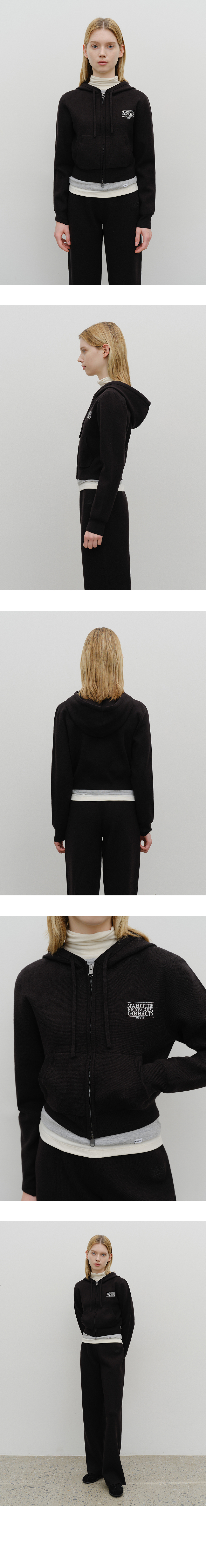 W CLASSIC LOGO CROP KNIT HOODIE ZIPUP