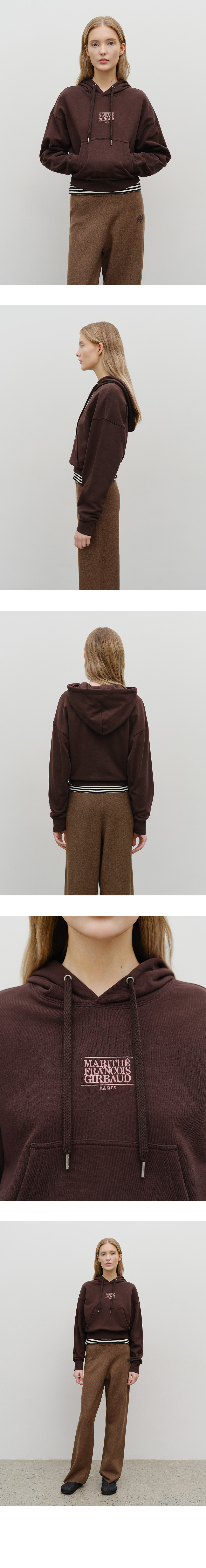 W SMALL CLASSIC LOGO CROP HOODIE LIGHT HEATHER - 2 COLORS BROWN