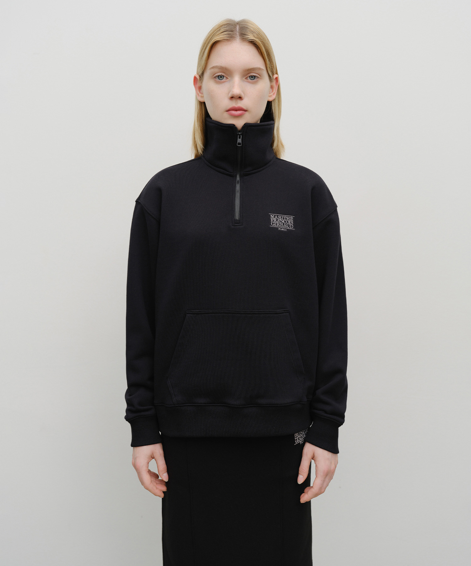 CLASSIC LOGO HALF ZIPUP SWEATSHIRT black - MARITHÉ+FRANҪOIS GIRBAUD