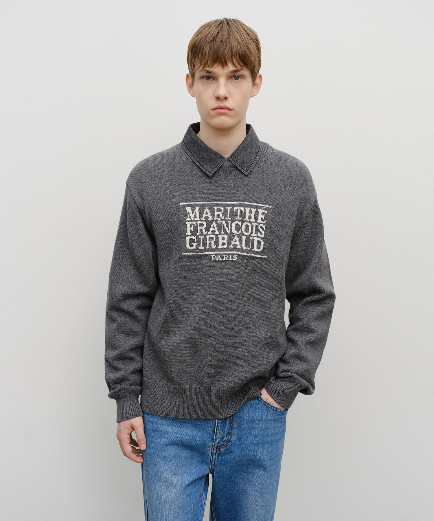 CLASSIC LOGO KNIT PULLOVER charcoal - MARITHÉ+FRANҪOIS GIRBAUD