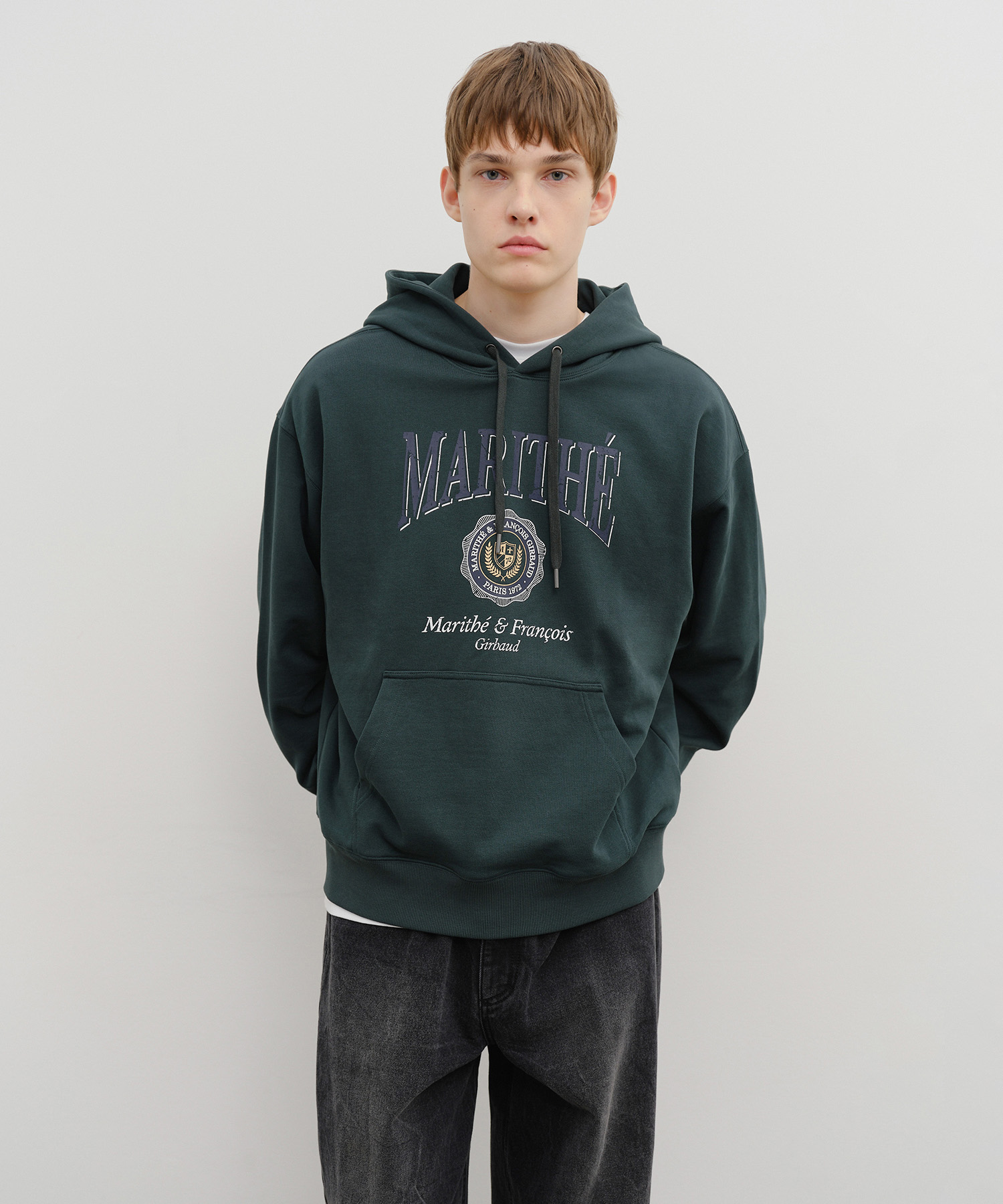CREST CRACK LOGO OVERSIZED HOODIE dark green