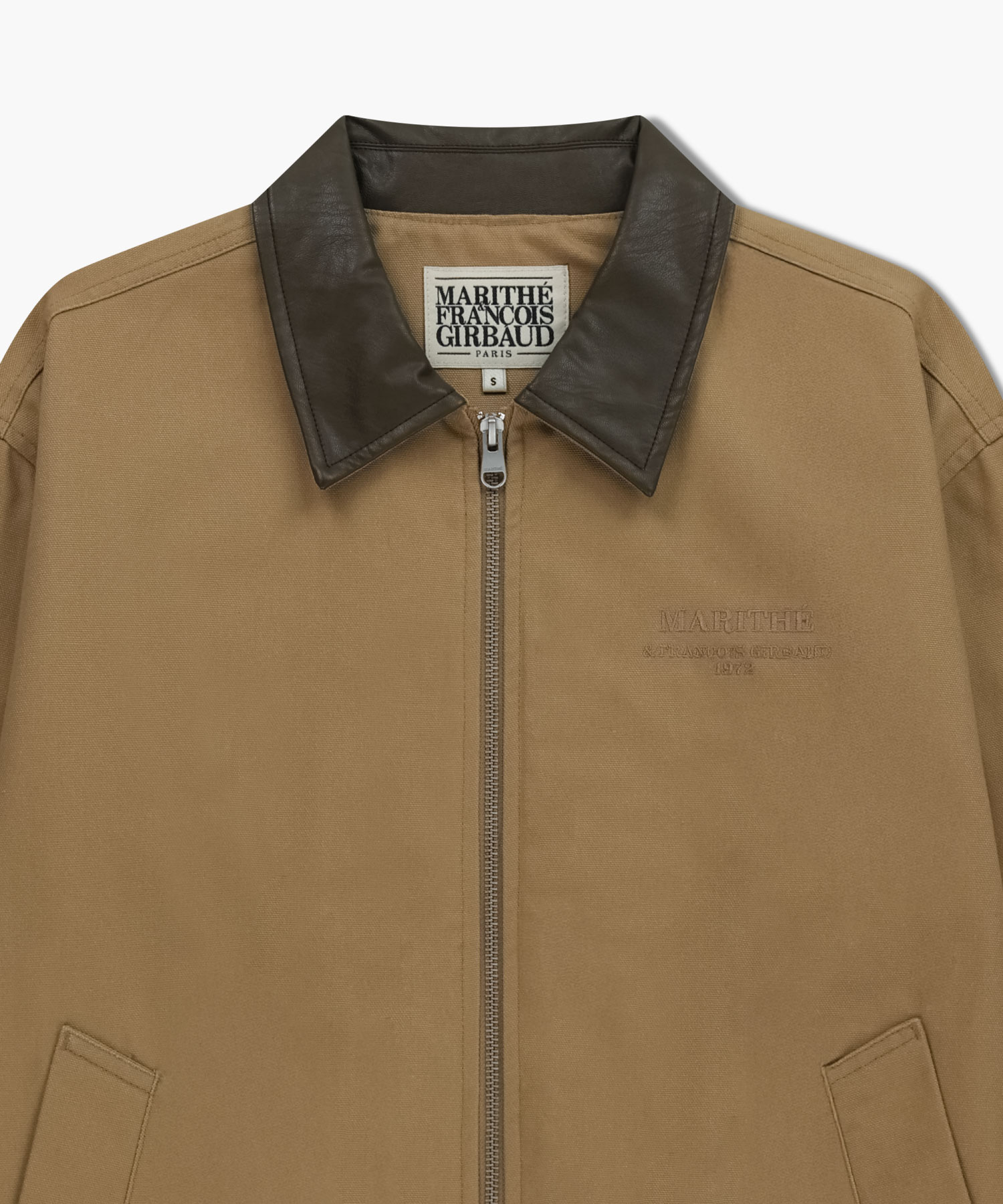 GRAPHIC EMBROIDERY COTTON BOMBER JACKET beige - MARITHÉ+FRANҪOIS