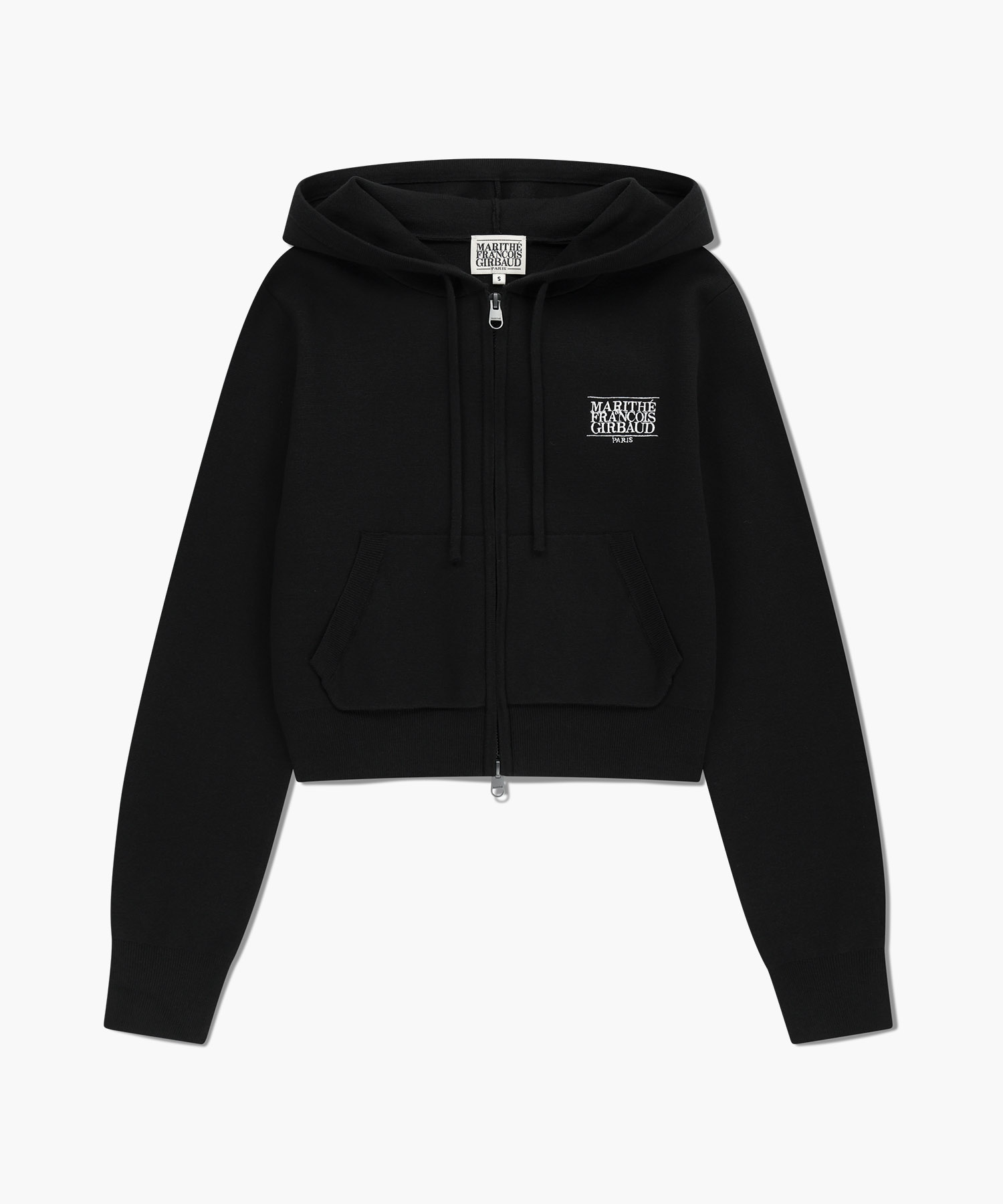 W CLASSIC LOGO CROP KNIT HOODIE ZIPUP black - MARITHÉ+FRANҪOIS GIRBAUD