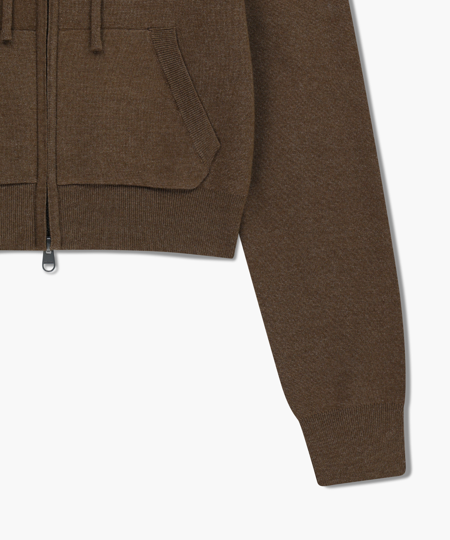W CLASSIC LOGO CROP KNIT HOODIE ZIPUP brown - MARITHÉ+