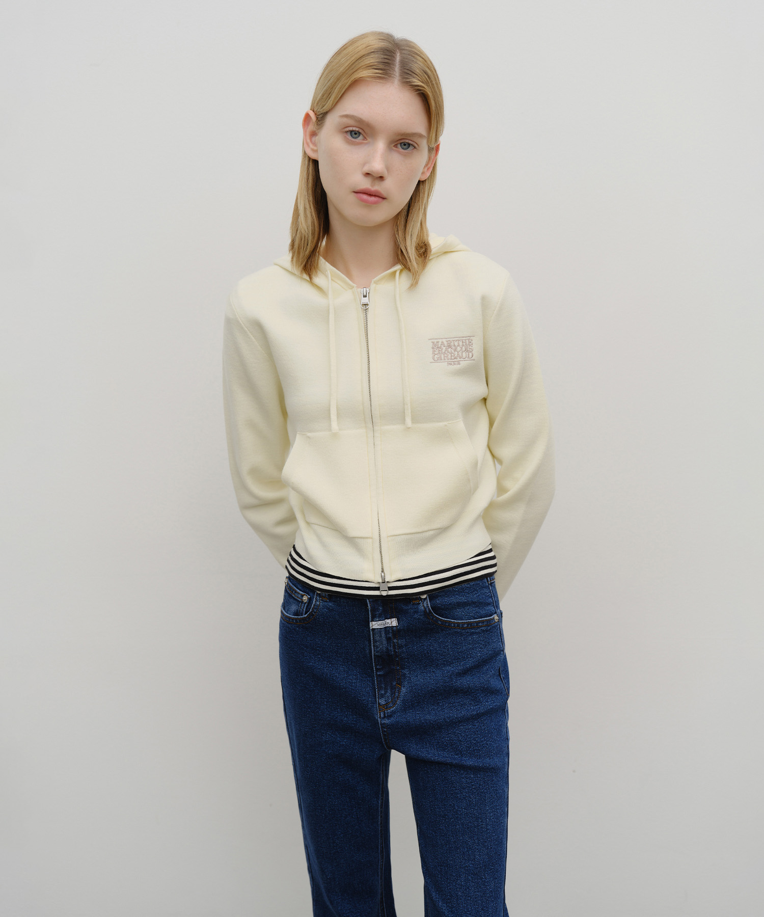 ジャケット・アウター Mary logo zip tops beige ANDMARY】Mary logo zip tops
