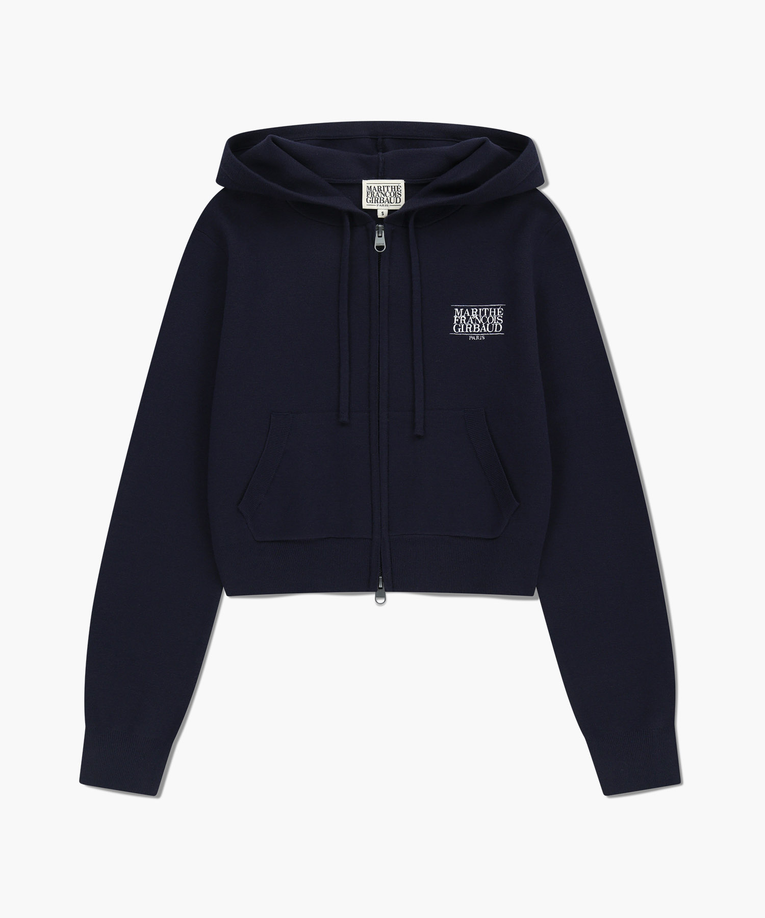 トップス marithe francois girbaud Zip Up Jacket W CLASSIC LOGO CROP KNIT HOODIE ZIPUP navy - MARITHÉ+FRANҪOIS GIRBAUD