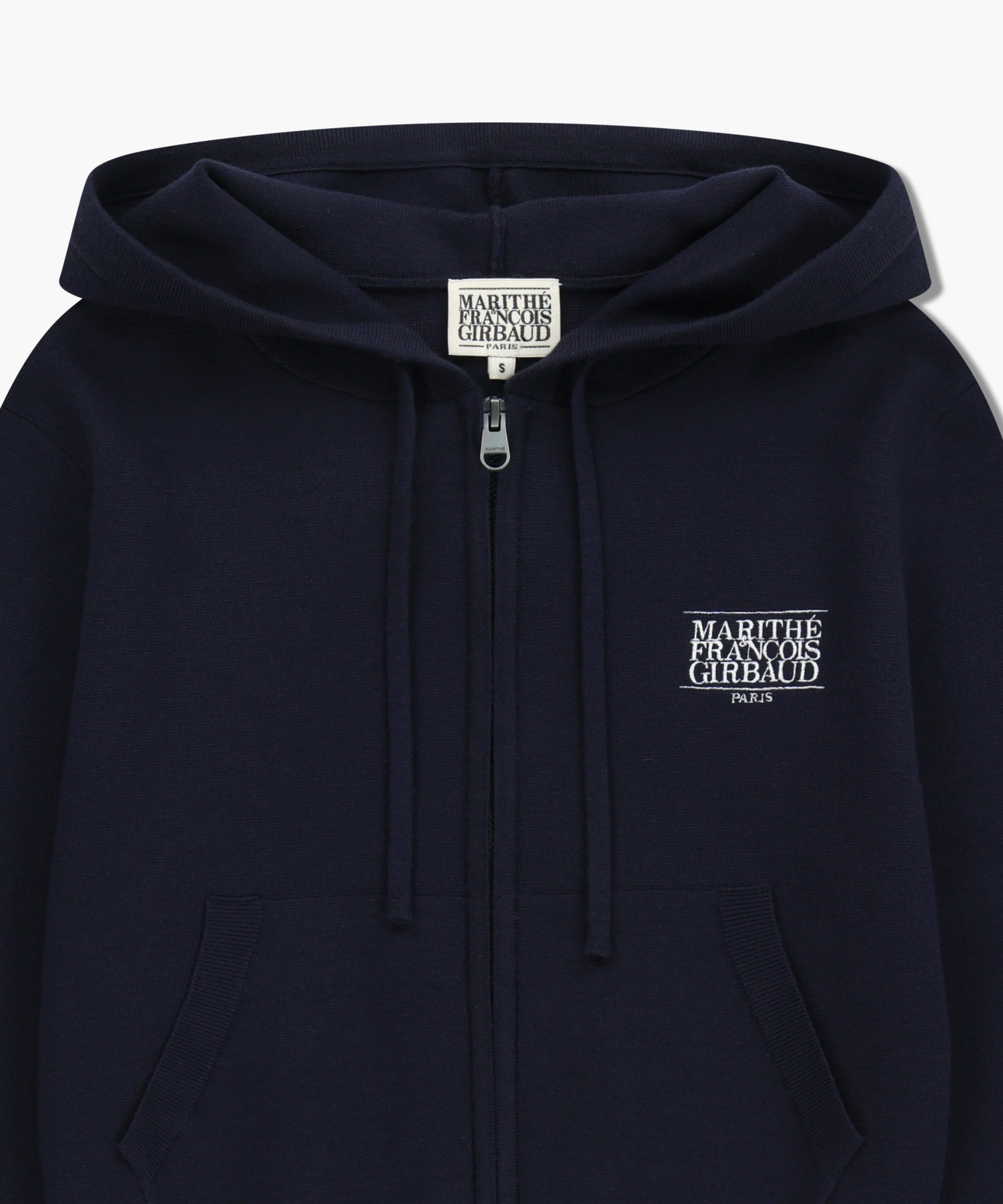 W CLASSIC LOGO CROP KNIT HOODIE ZIPUP navy - MARITHÉ+FRANҪOIS GIRBAUD
