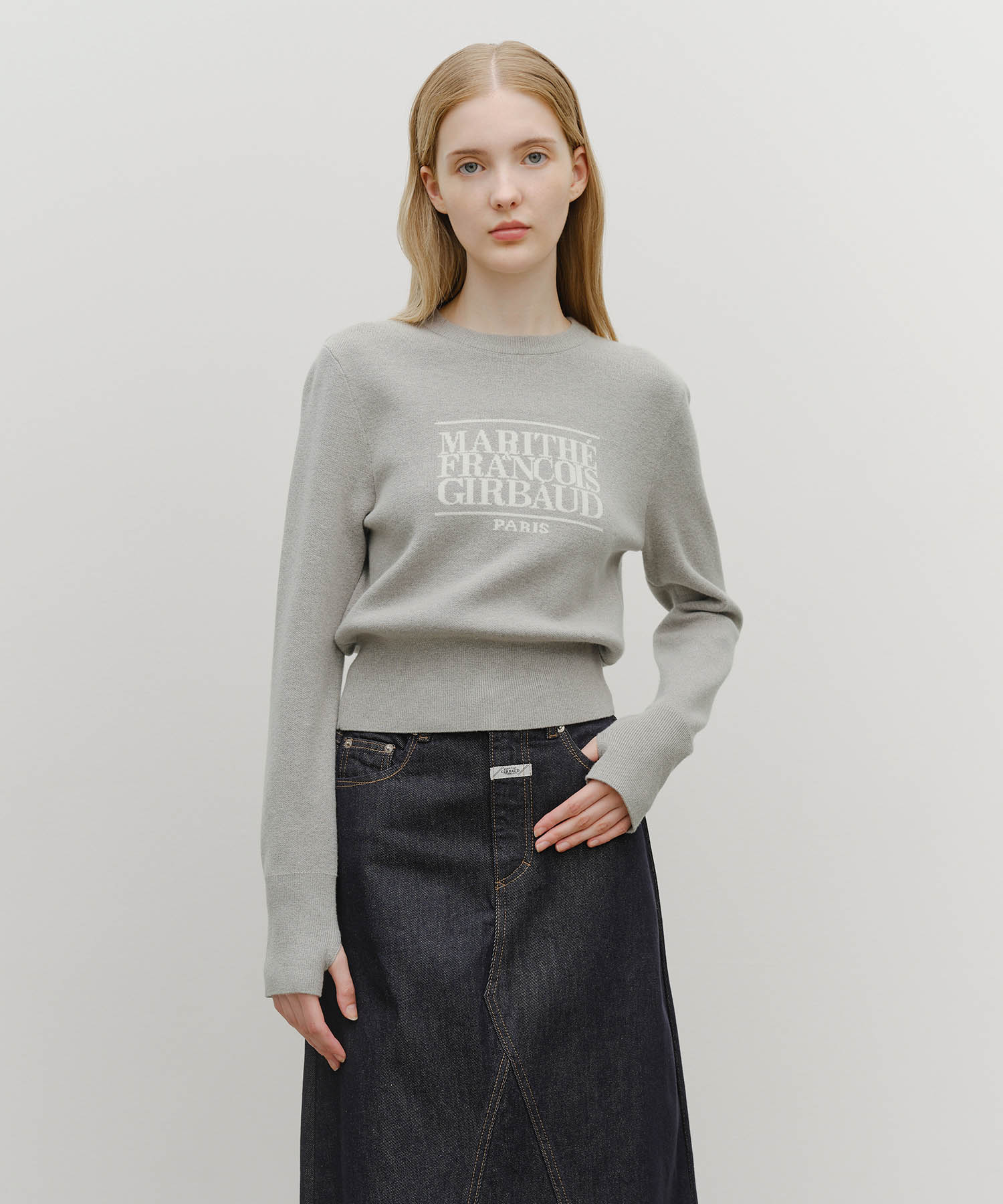 ★MARITHE★W CLASSIC LOGO CROP KNIT W CLASSIC LOGO CROP KNIT light blue - MARITHÉ+FRANҪOIS GIRBAUD