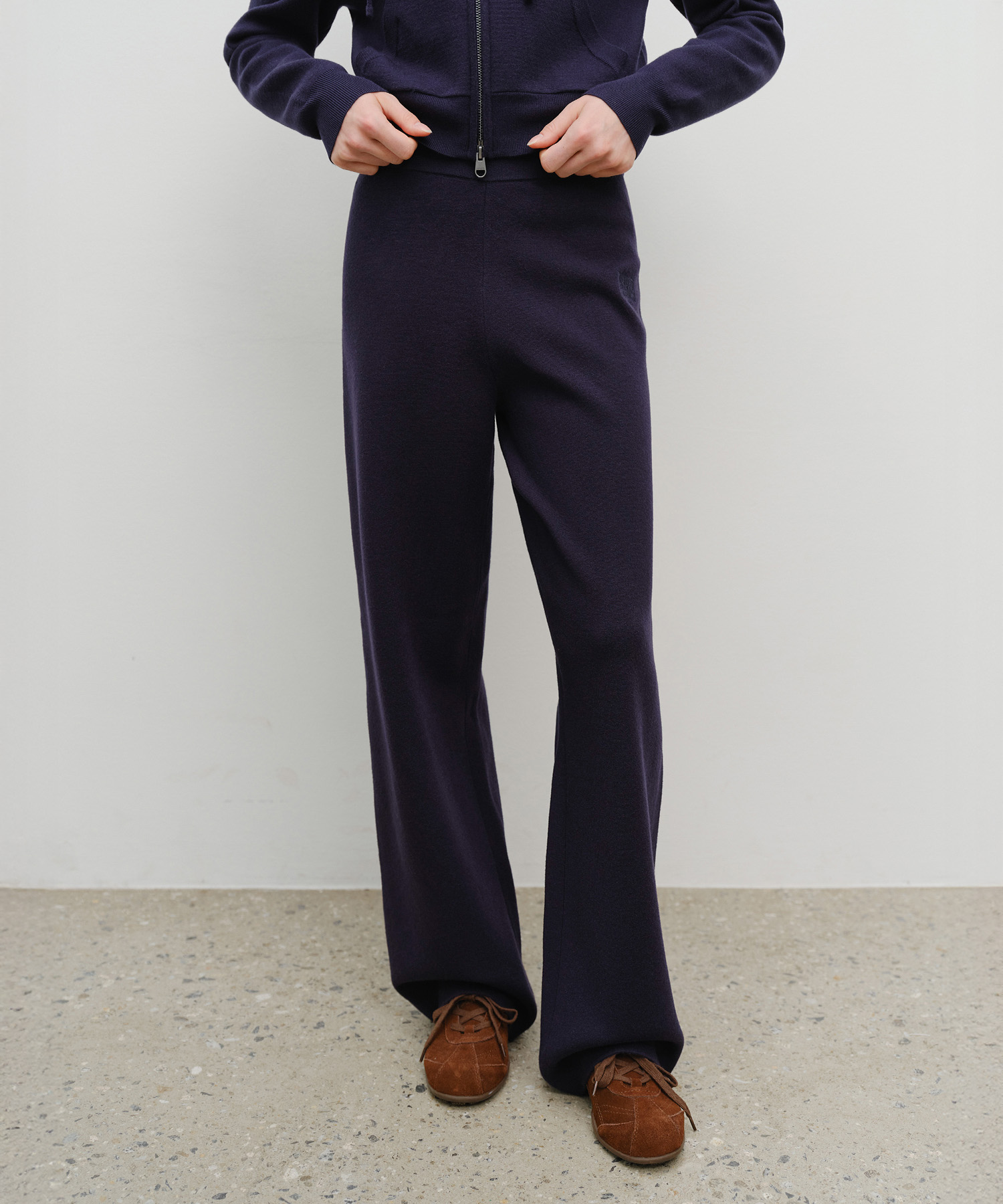 W CLASSIC LOGO KNIT PANTS navy