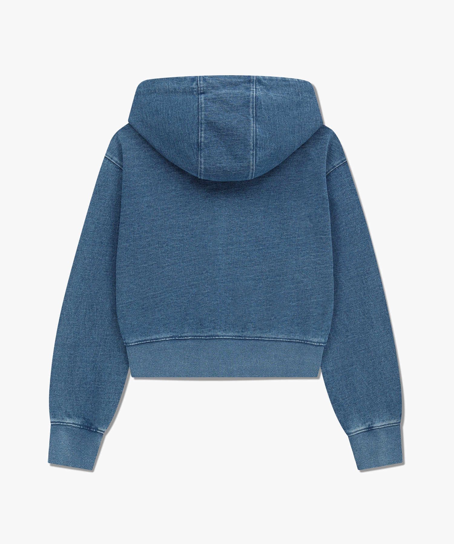 W EMBROIDERY CLASSIC LOGO CROP HOODIE ZIPUP blue - MARITHÉ+ 