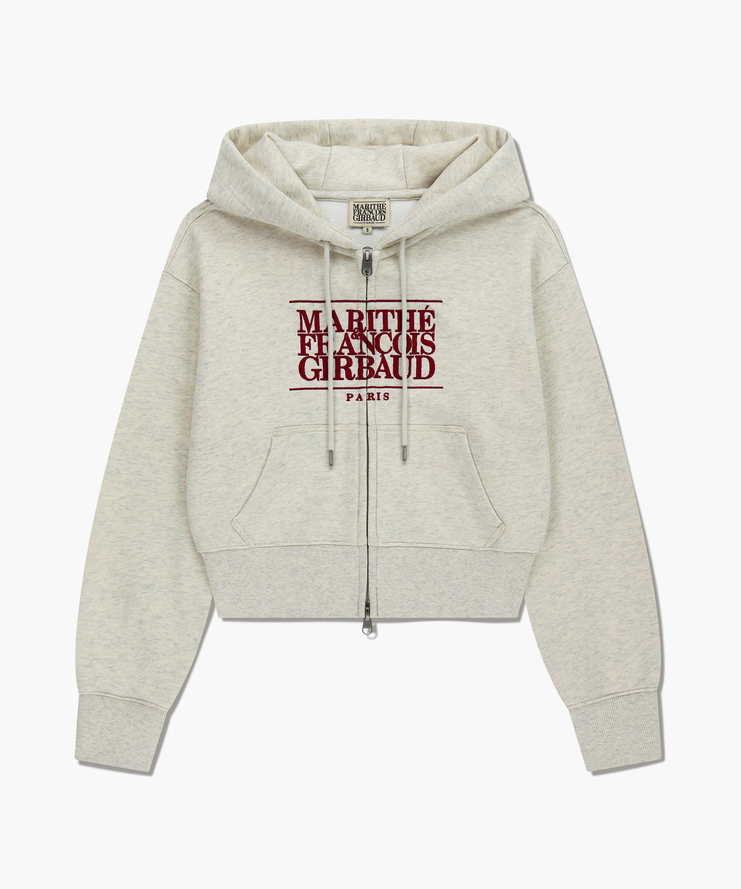 トップス W EMBROIDERY CLASSIC LOGO CROP HOODIE W EMBROIDERY CLASSIC LOGO CROP HOODIE ZIPUP oatmeal - MARITHÉ+