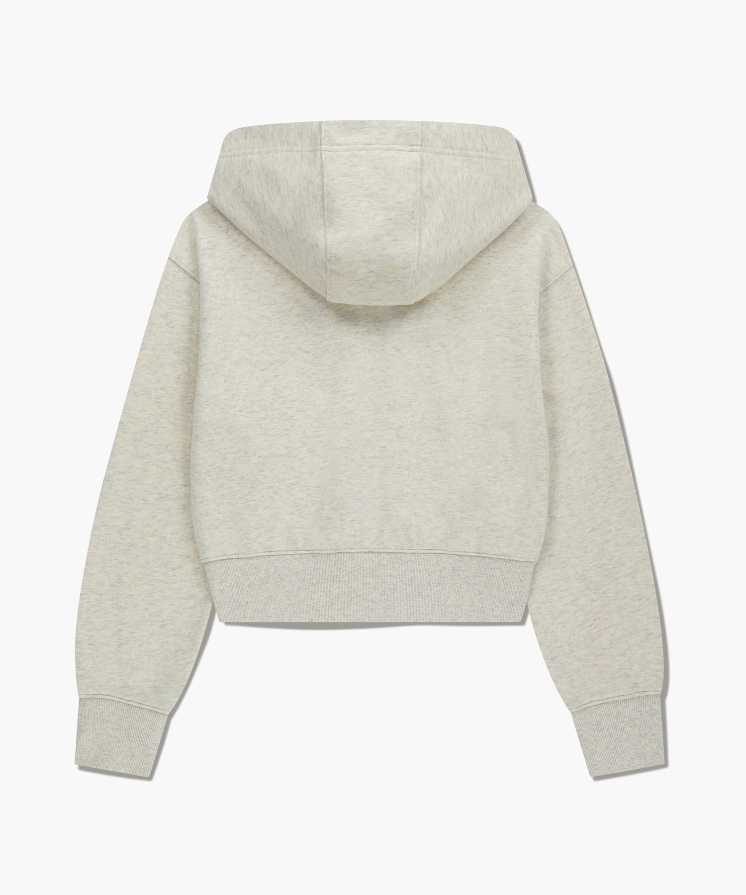 W EMBROIDERY CLASSIC LOGO CROP HOODIE ZIPUP oatmeal - MARITHÉ+