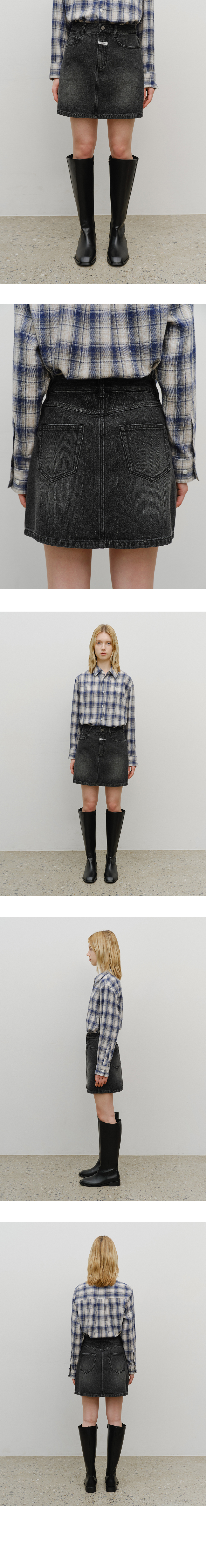 W DENIM MINI SKIRT - 3 COLORS BLACK