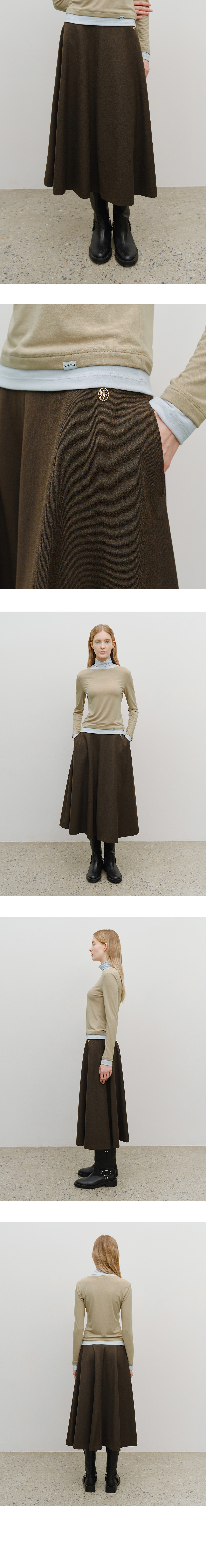 W LONG FLARE SKIRT - 2 COLORS BROWN