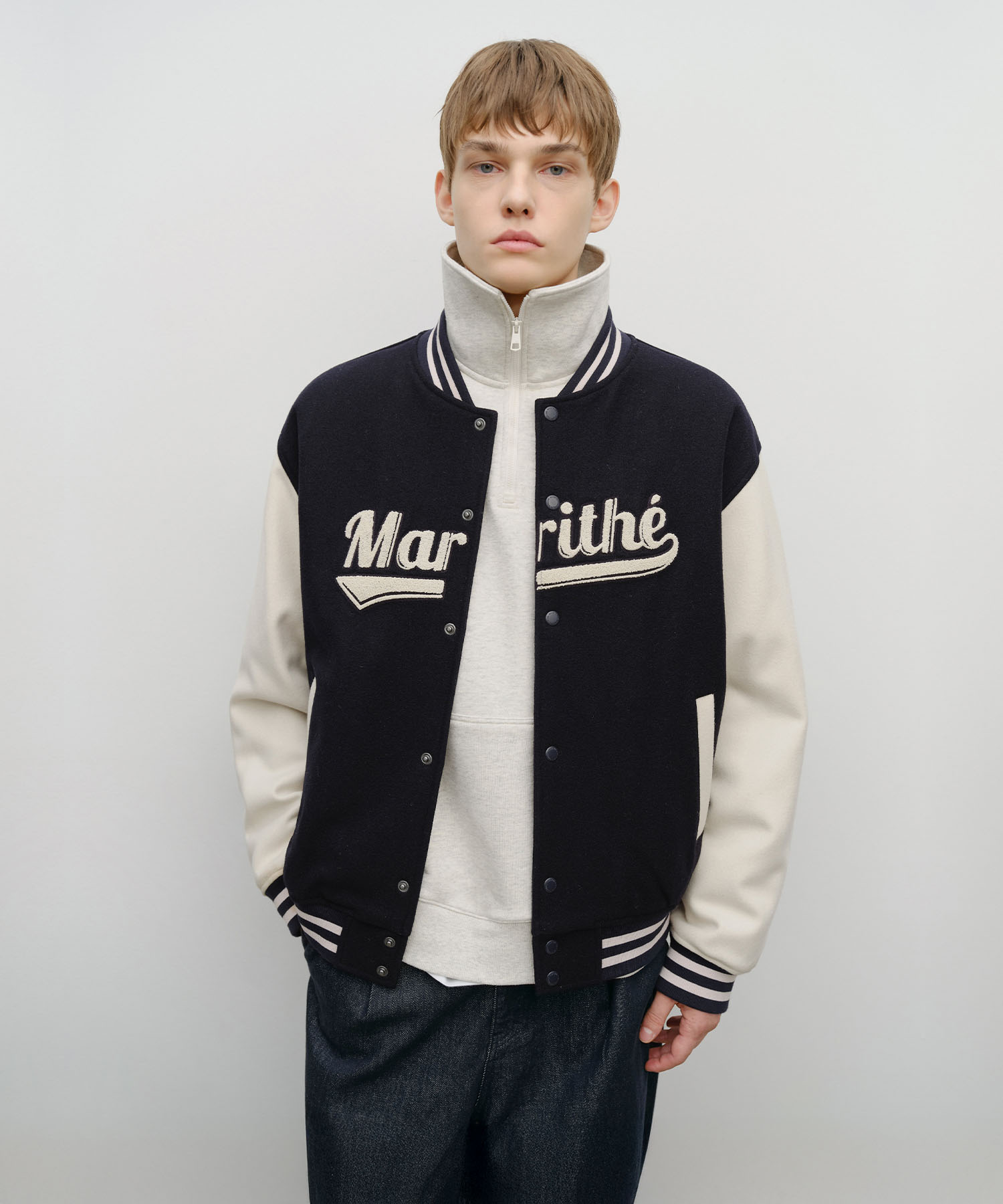 WOOL VARSITY JACKET dark navy - MARITHÉ+FRANҪOIS GIRBAUD