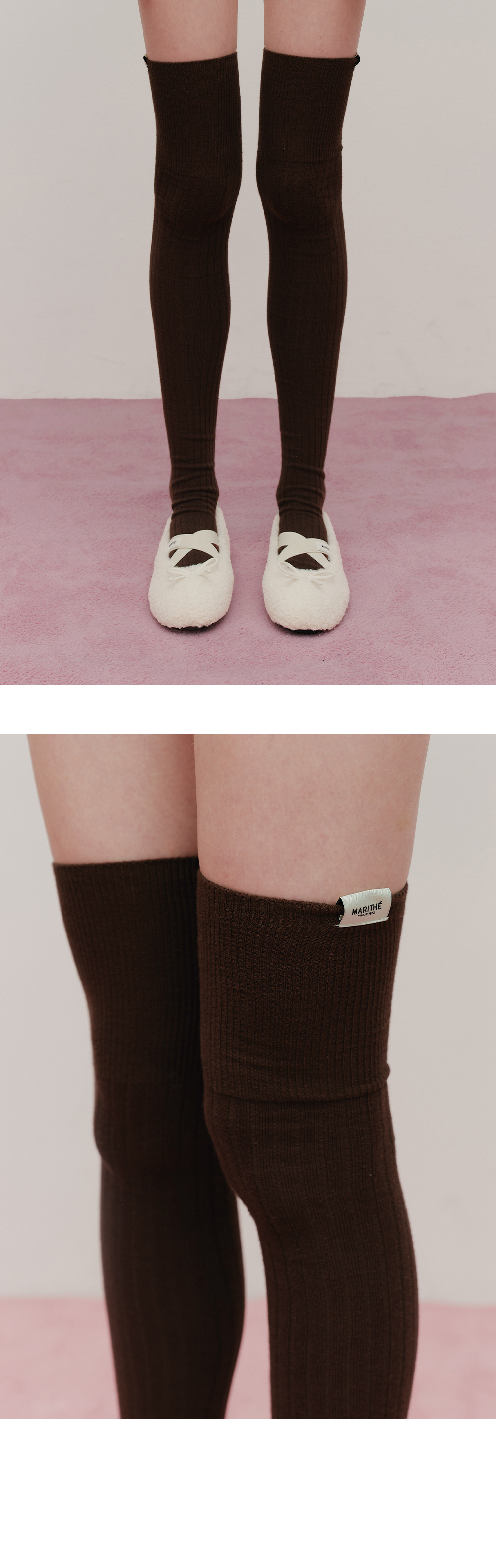 W OVER KNEE LONG SOCKS - 3 COLORS BROWN