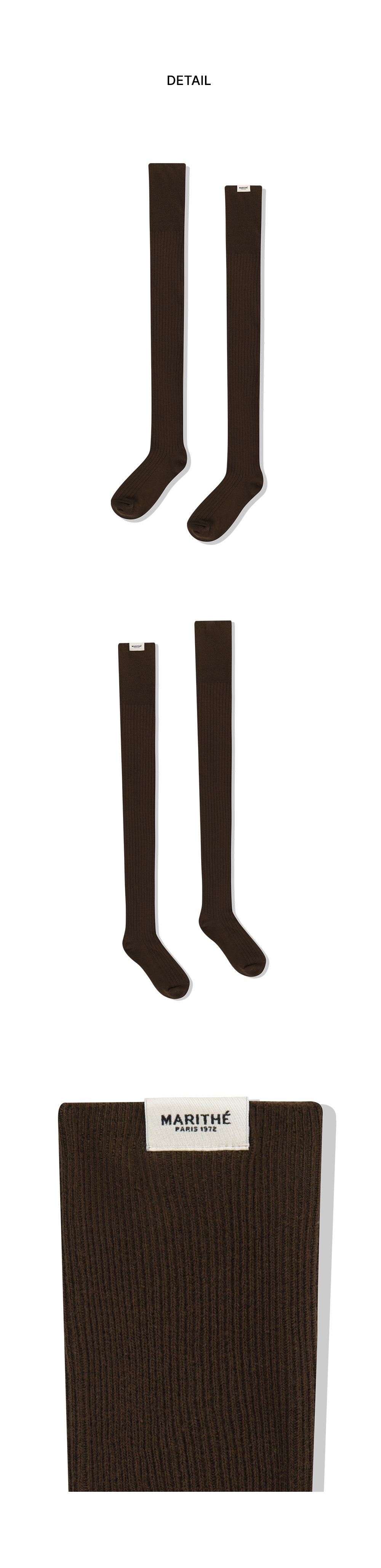 W OVER KNEE LONG SOCKS - 3 COLORS BROWN