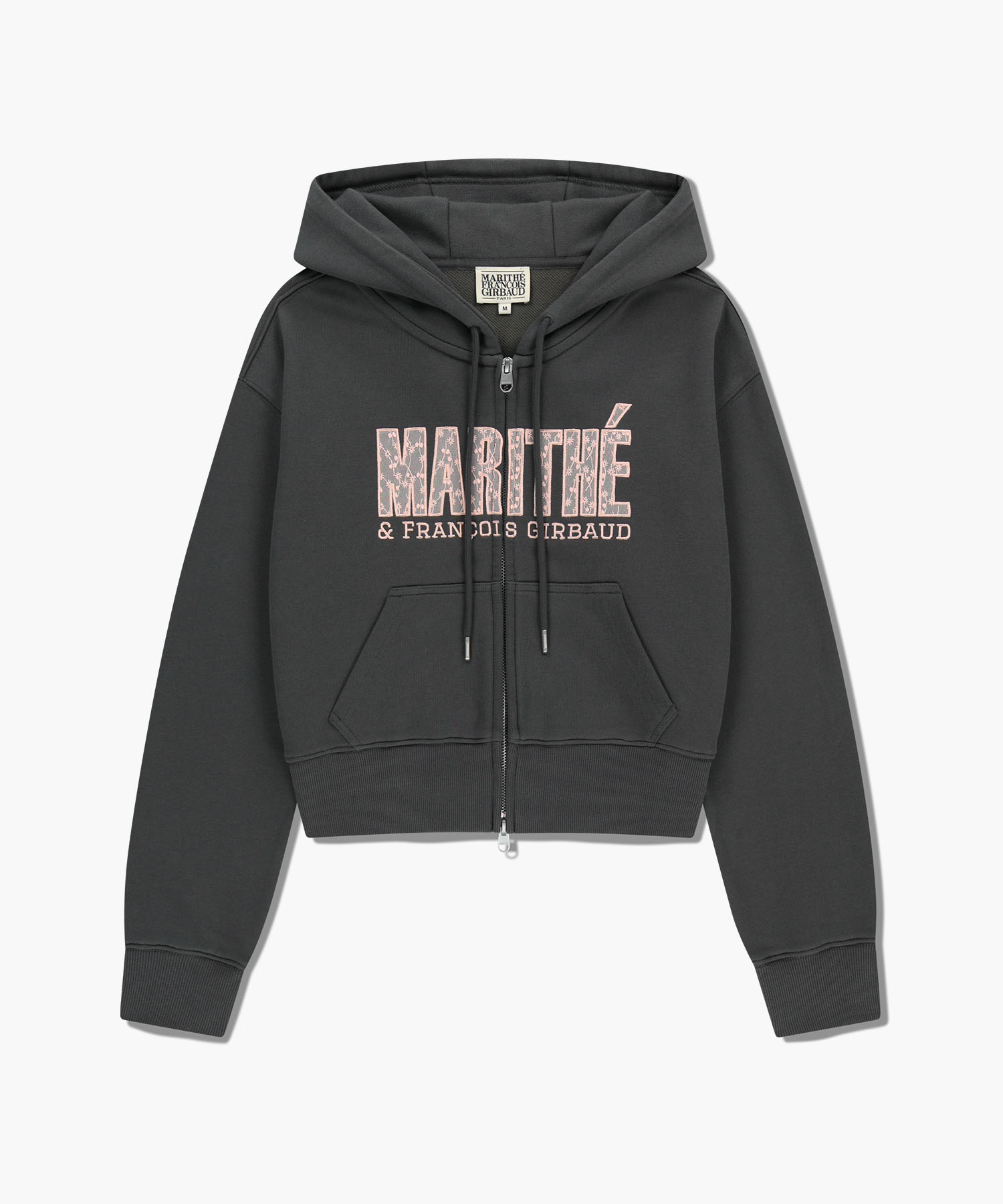 W LACE APPLIQUE CROP HOODIE ZIPUP charcoal - MARITHÉ+FRANҪOIS GIRBAUD