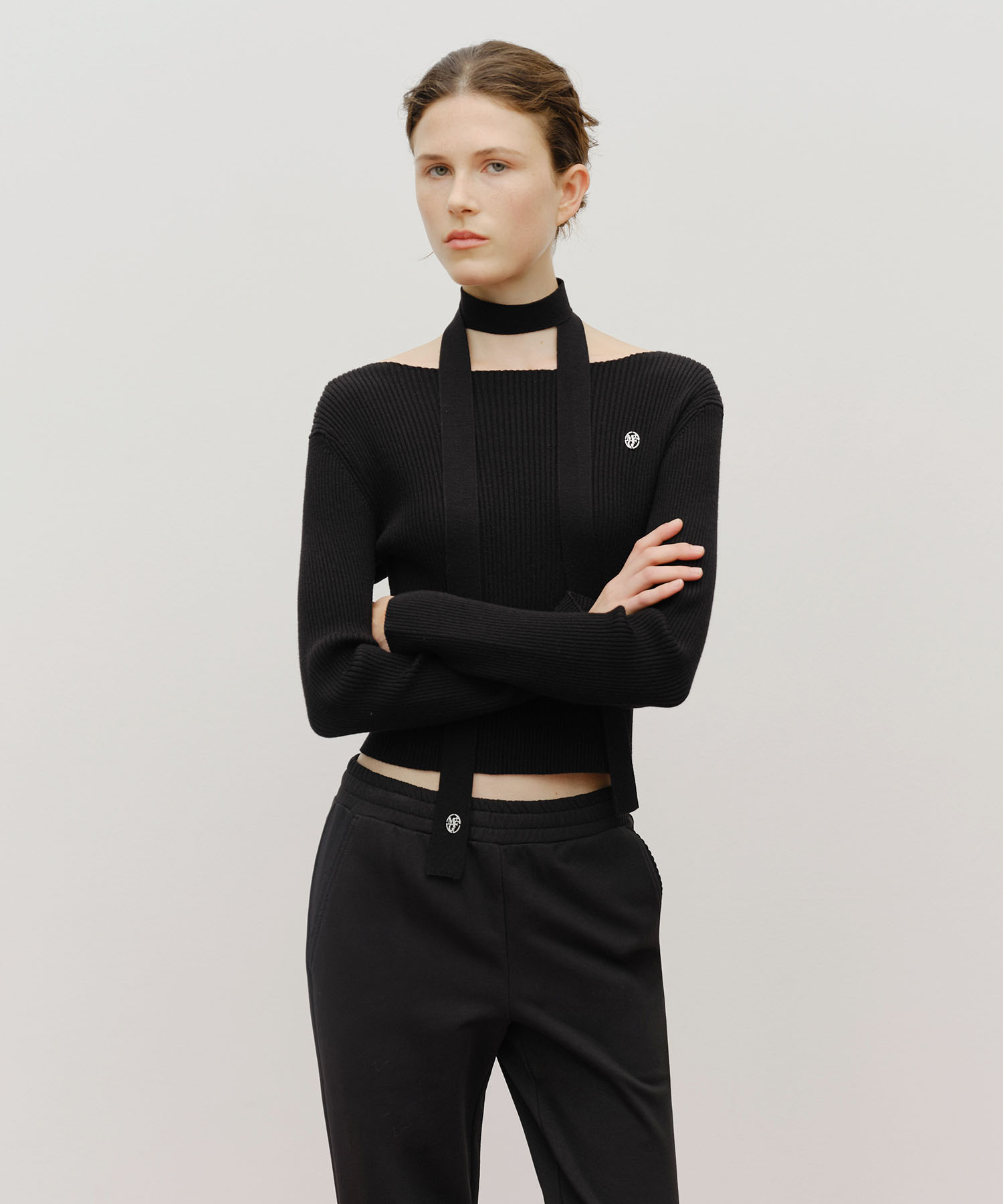 W MUFFLER SET KNIT black - MARITHÉ+FRANҪOIS GIRBAUD