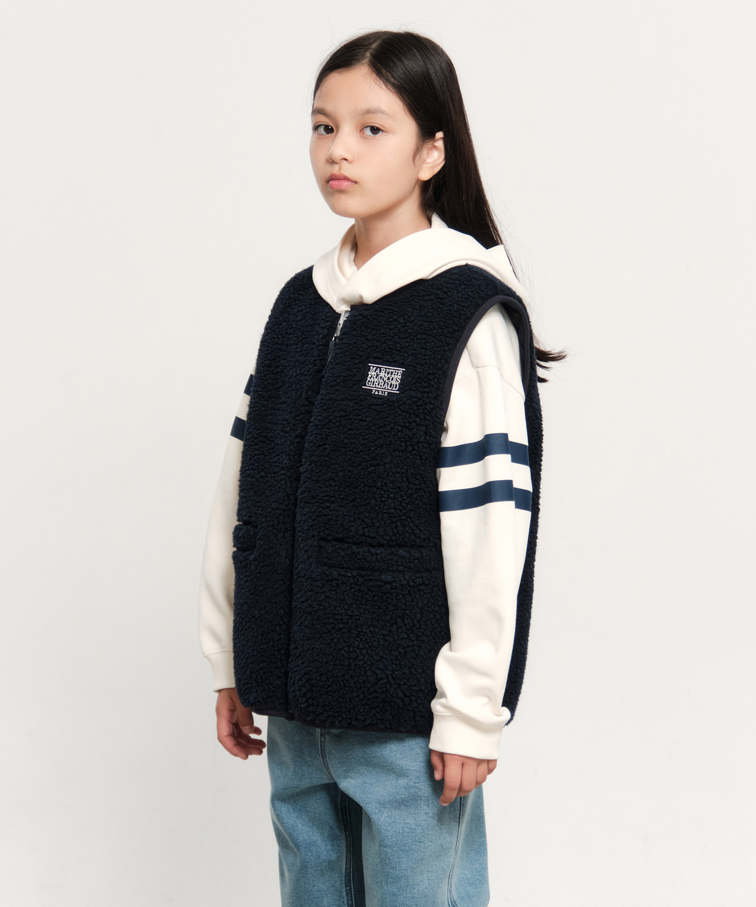 KIDS CLASSIC LOGO REVERSIBLE FLEECE VEST dark navy - MARITHÉ+FRANҪOIS ...