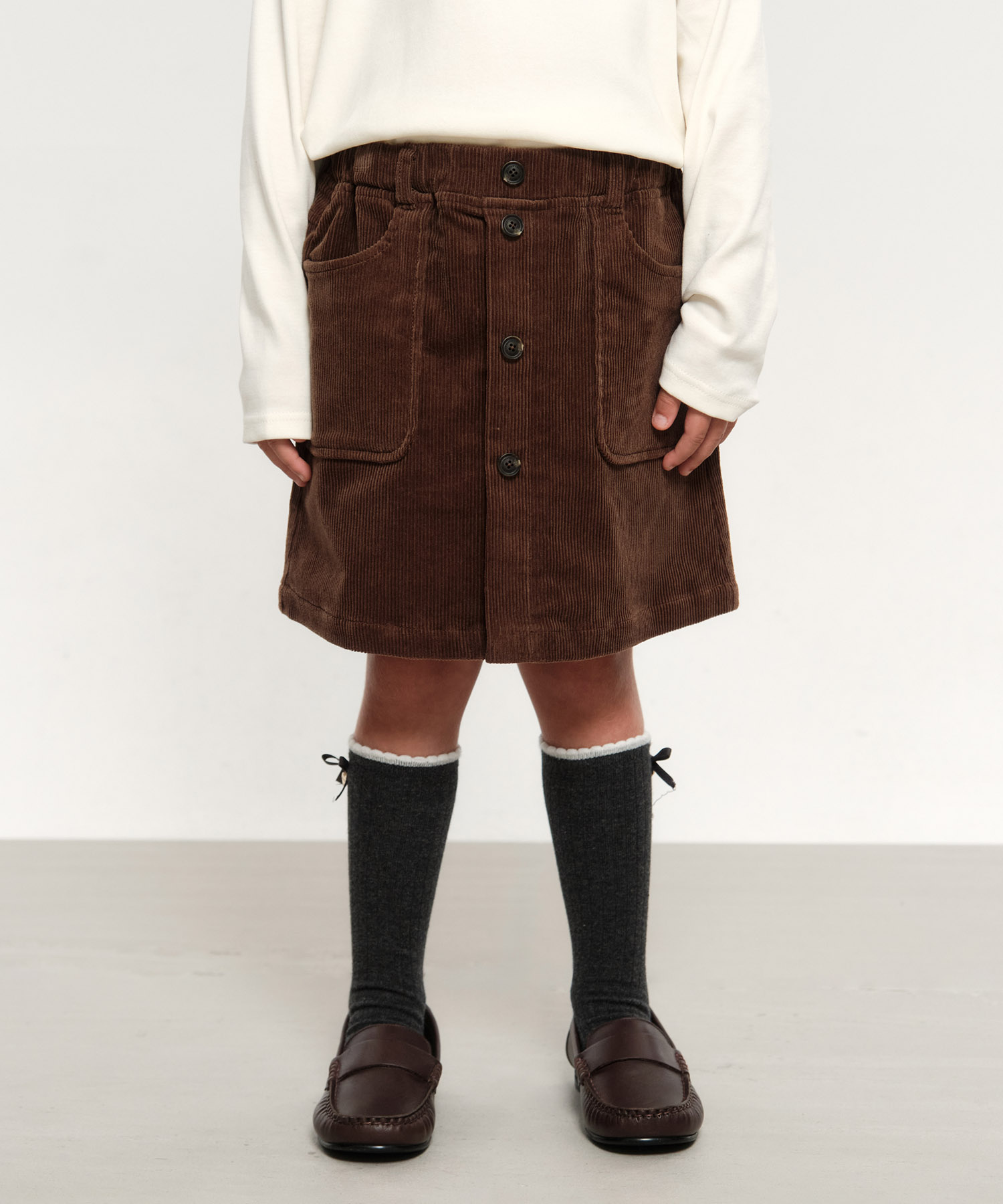 即日発MキャメルElsa corduroy mini skirt andmary Elsa corduroy mini