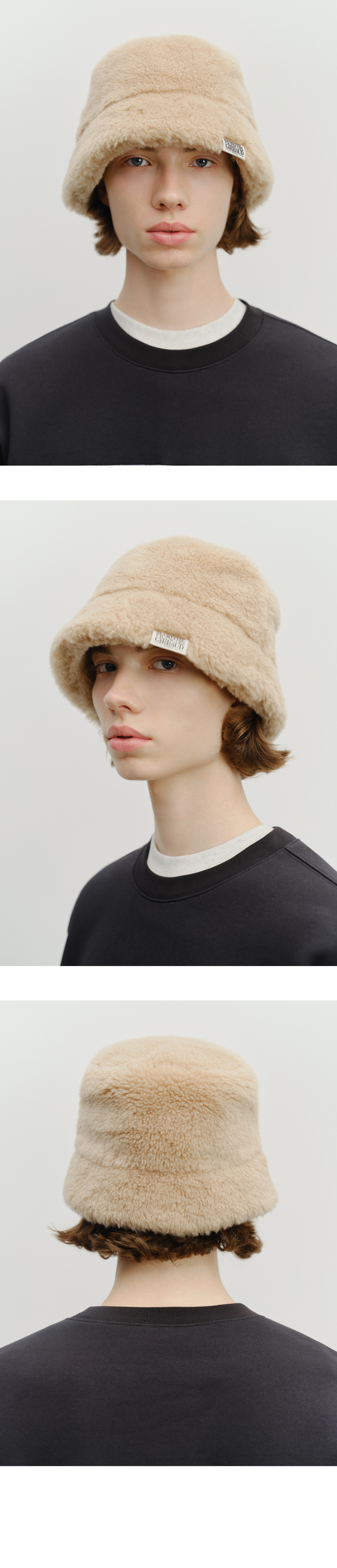CLASSIC LOGO FUR BUCKET HAT - 2 COLORS BEIGE