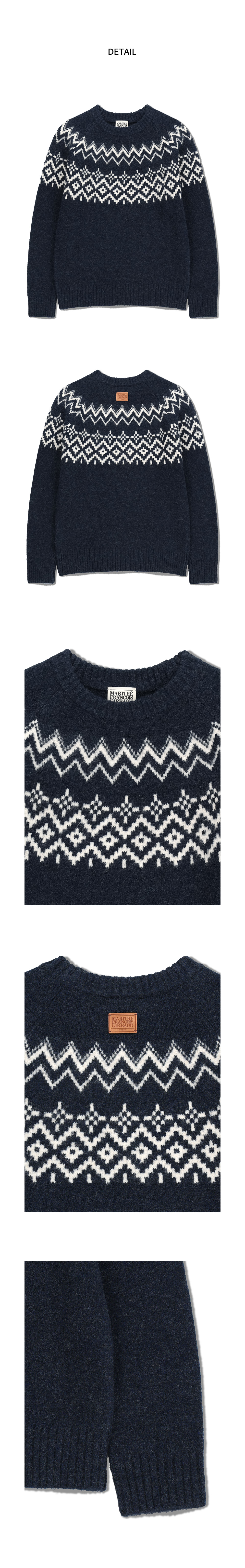 FAIRISLE CREW NECK KNIT PULLOVER - 2 COLORS NAVY