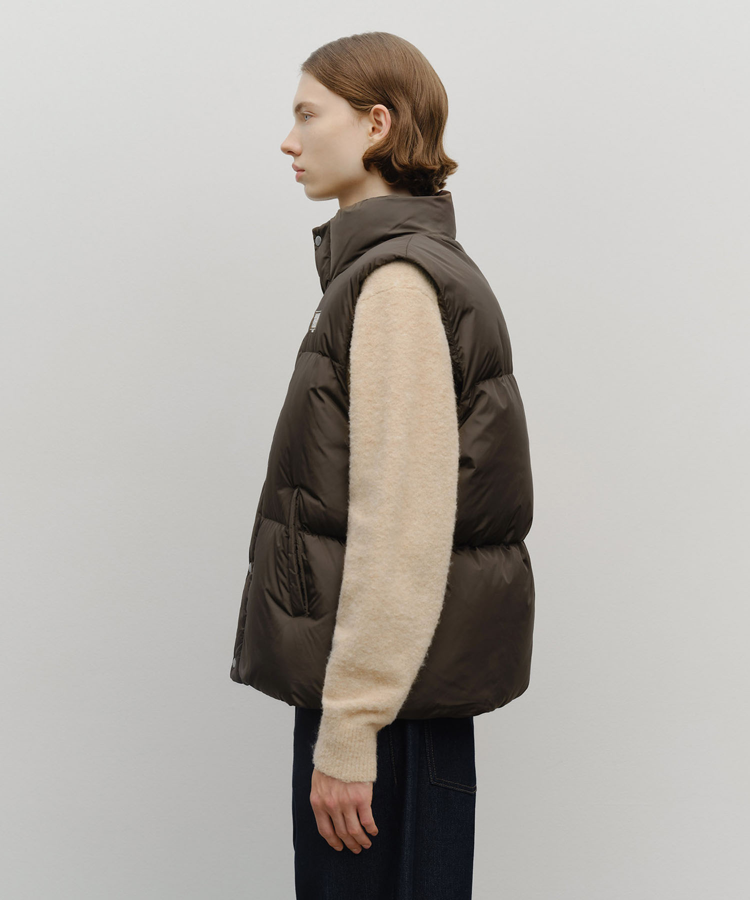 CLASSIC LOGO DOWN VEST dark brown - MARITHÉ+FRANҪOIS GIRBAUD
