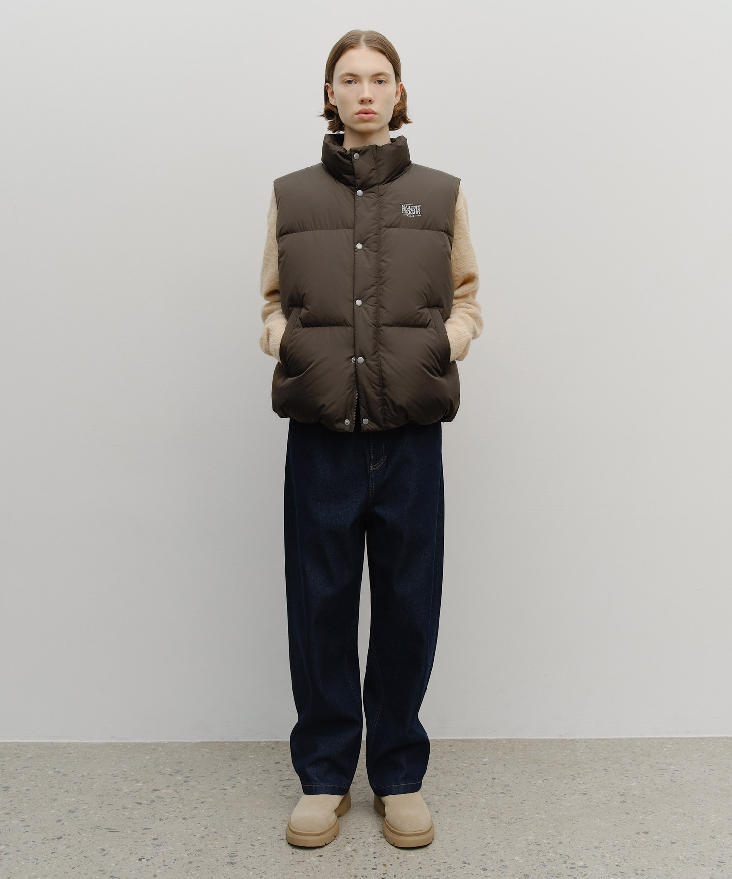 MARITHÉ CLASSIC LOGO DOWN VEST ブラウン CLASSIC LOGO DOWN VEST dark brown - MARITHÉ+FRANҪOIS GIRBAUD