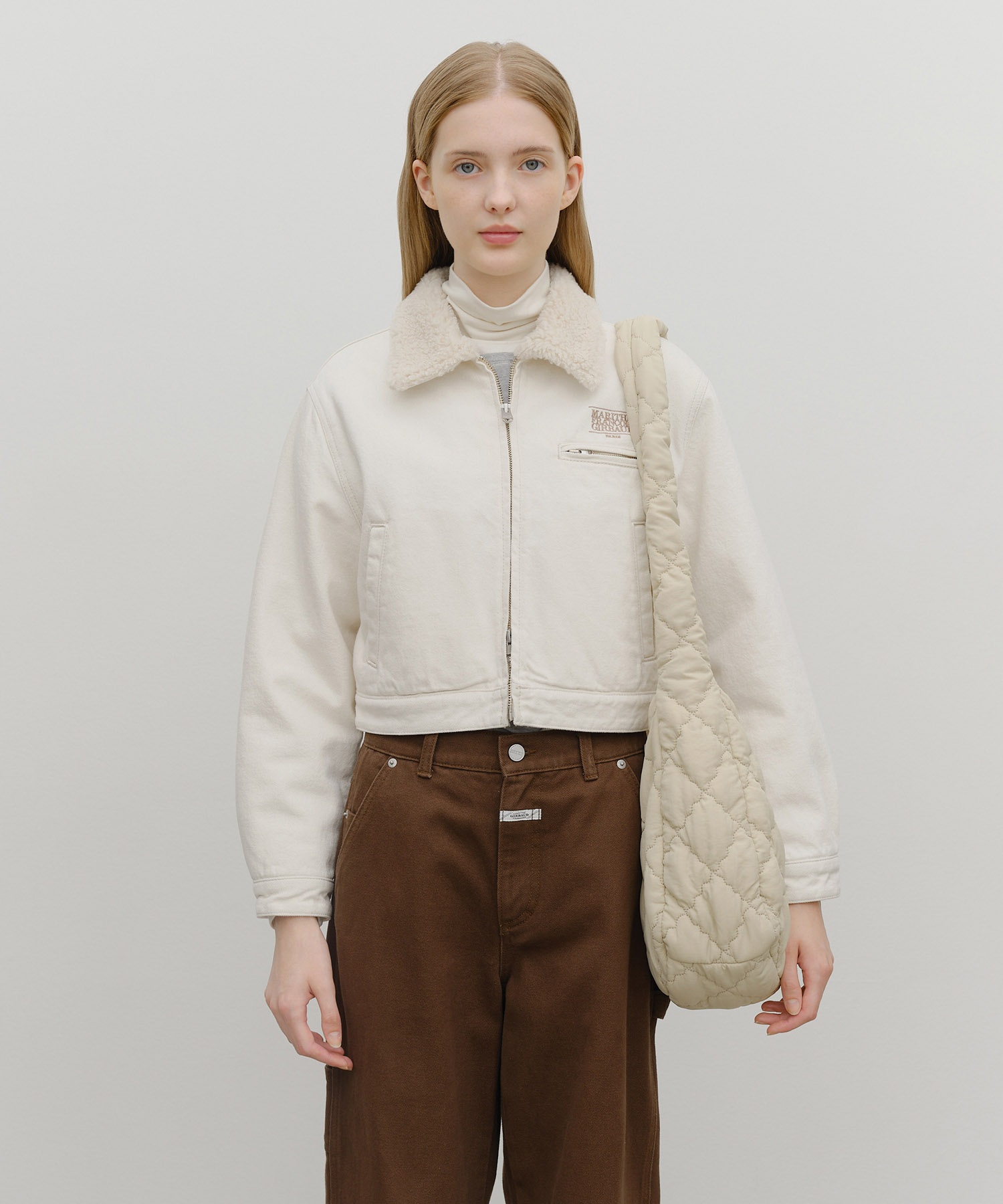 CLASSIC LOGO PADDING CROSS BAG beige - MARITHÉ+FRANҪOIS GIRBAUD