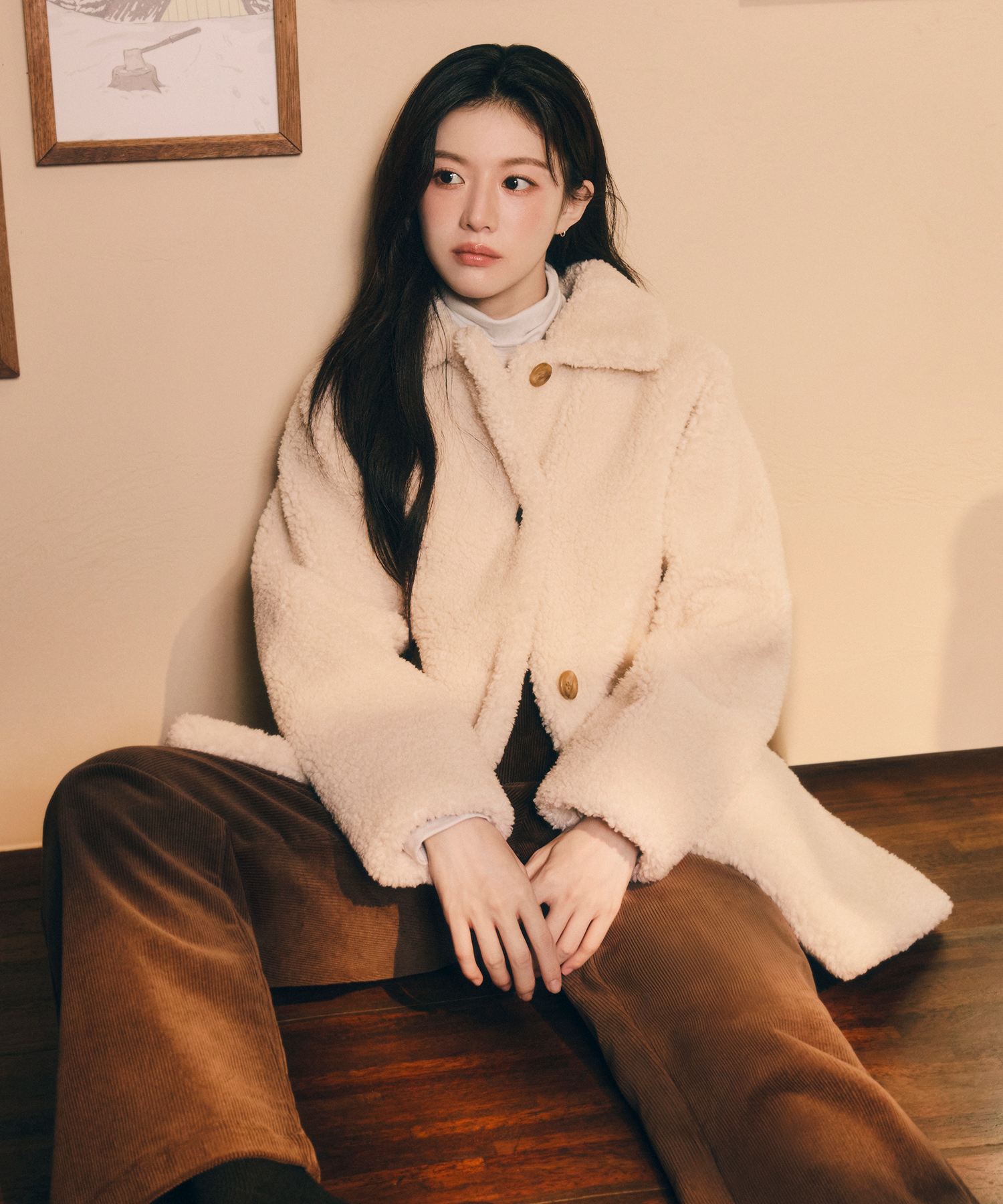 W MID SHEARLING FUR COAT ivory - MARITHÉ+FRANҪOIS GIRBAUD