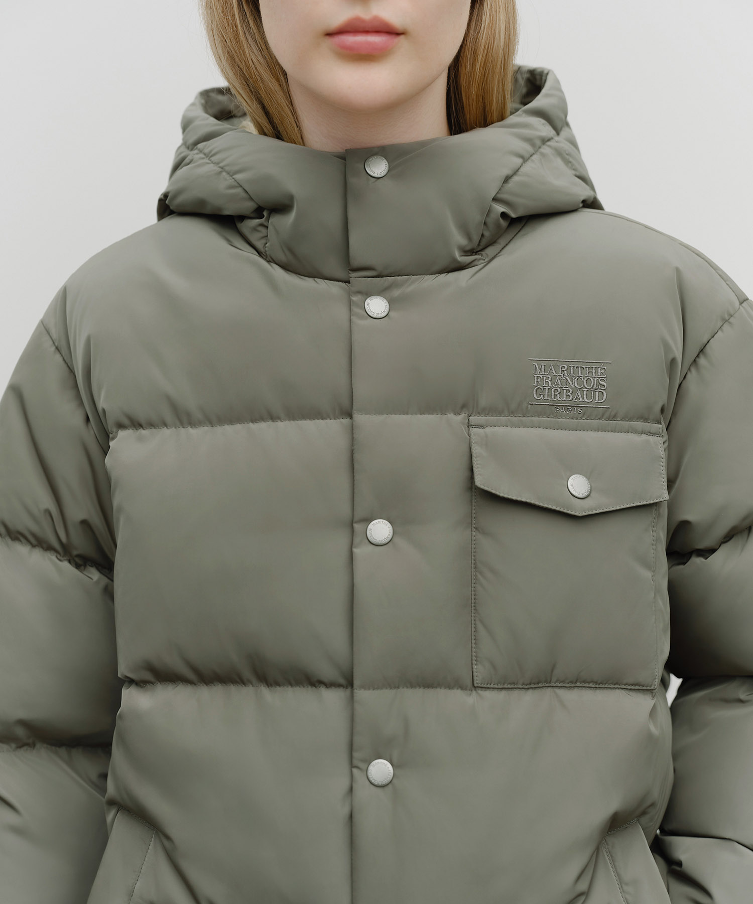 HOODED CHEST POCKET DOWN JACKET gray - MARITHÉ+FRANҪOIS GIRBAUD