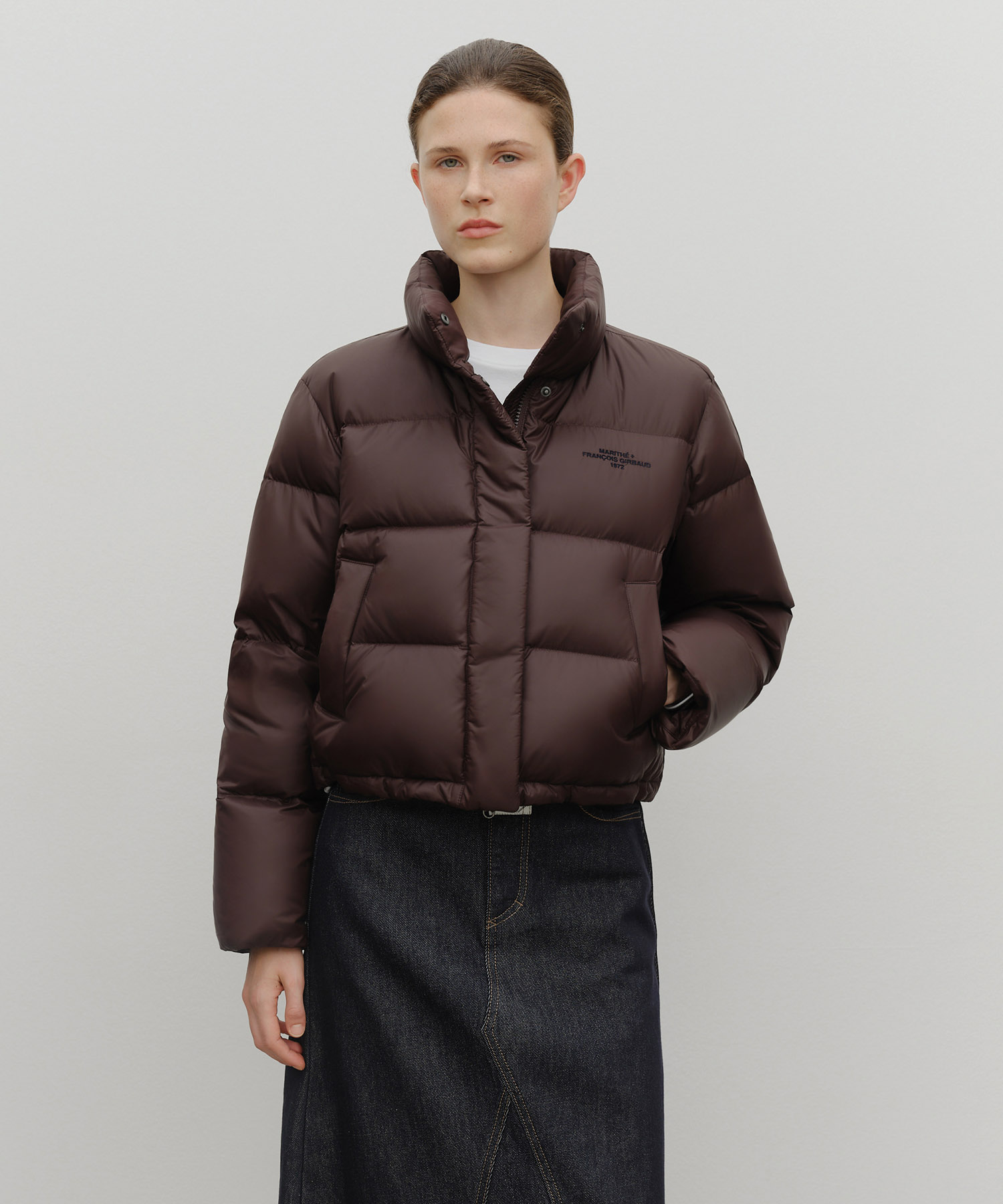 W BASIC CROP DOWN JACKET burgundy - MARITHÉ+FRANҪOIS GIRBAUD