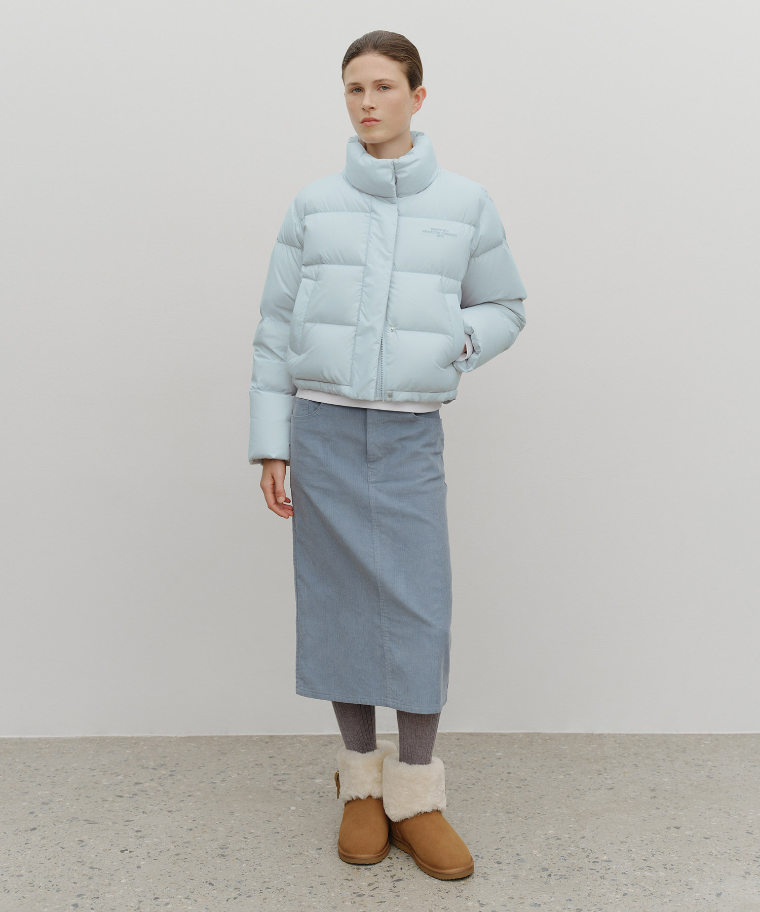 W BASIC CROP DOWN JACKET mint gray - MARITHÉ+FRANҪOIS GIRBAUD