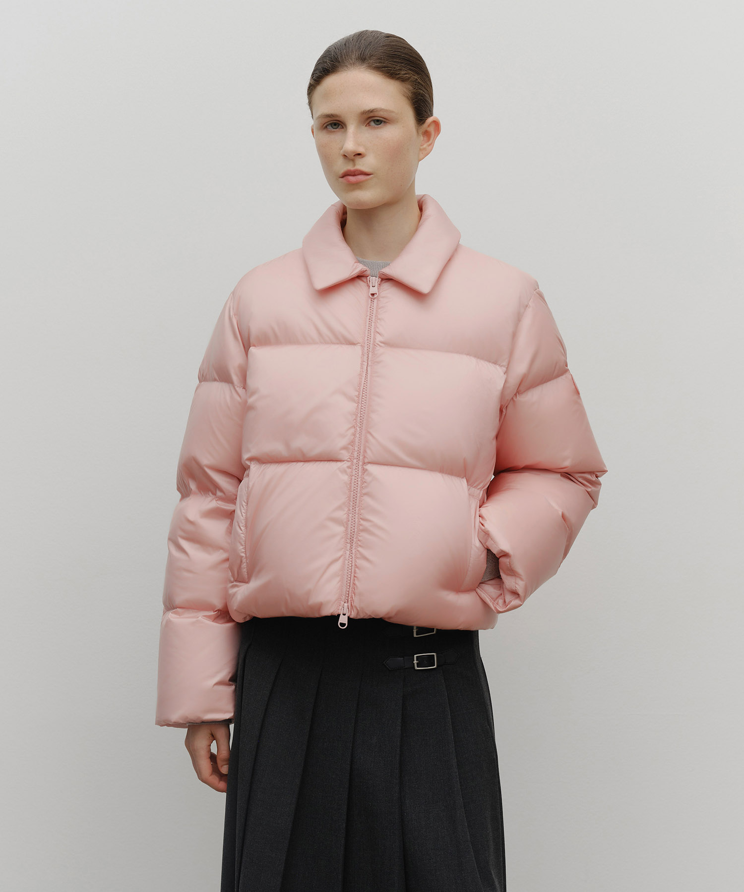 W COLLAR CROP DOWN JACKET pink - MARITHÉ+FRANҪOIS GIRBAUD