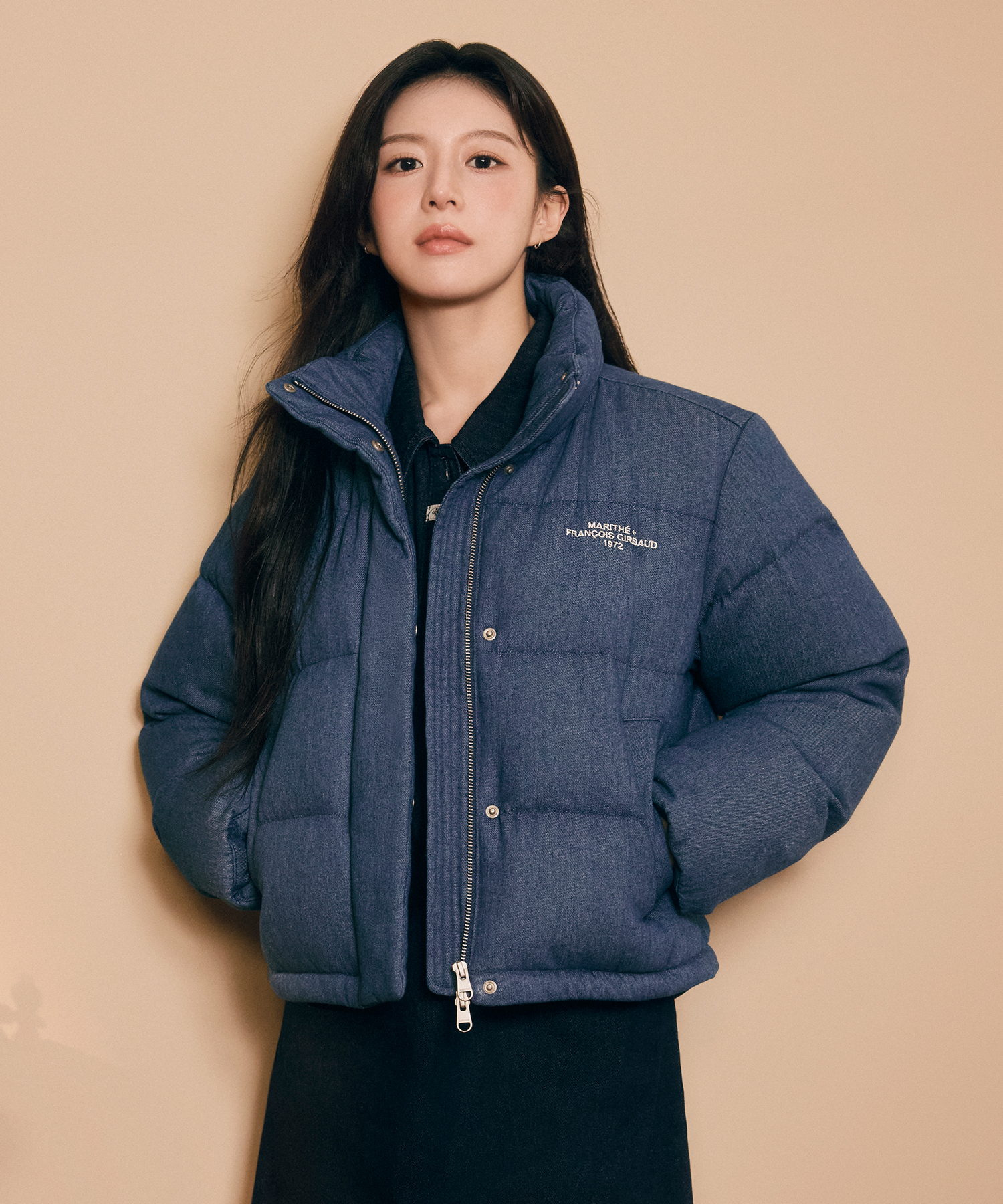 W DENIM CROP DOWN JACKET blue - MARITHÉ+FRANҪOIS GIRBAUD
