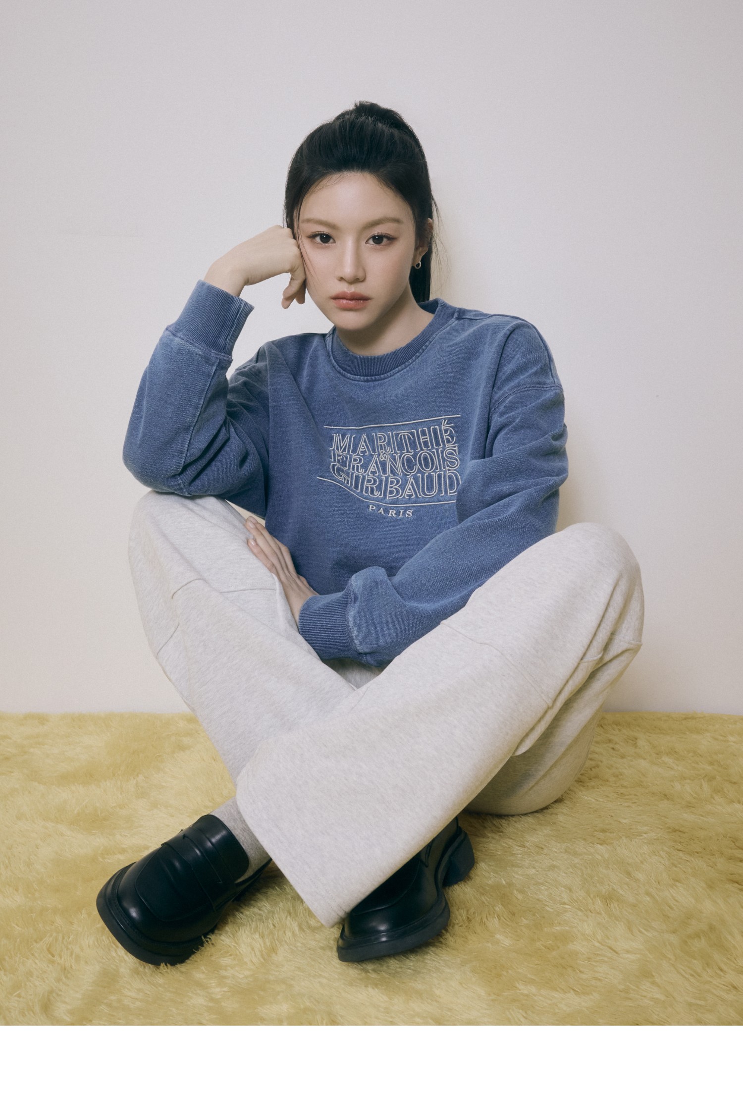 ♥MARITHE♥ LOGO DYEING OVERSIZED SWEATSHIRT CLASSIC LOGO DYEING OVERSIZED SWEATSHIRT indigo - MARITHE