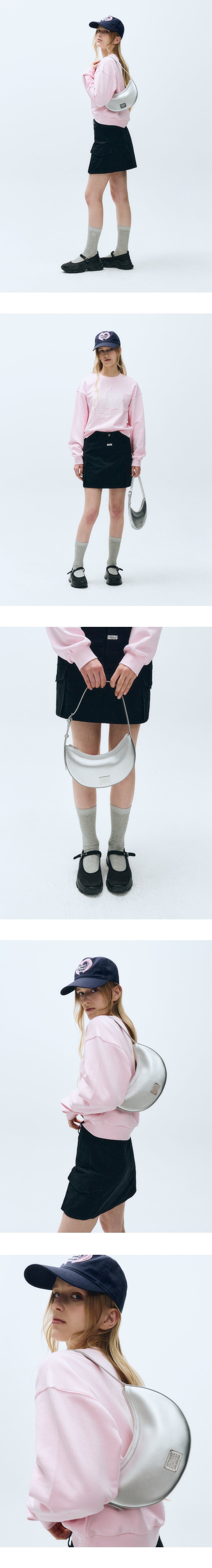 MARITHE FRANCOIS GIRBAUD CLASSIC LOGO HALF MOON SHOULDER BAG