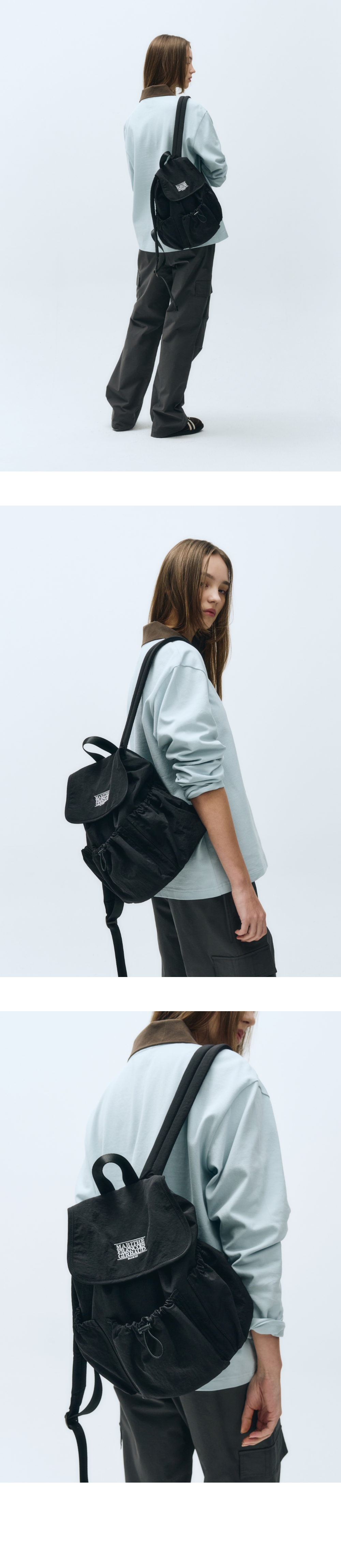 新作カジュアル【MARITHE】CLASSIC LOGO STOPPER POCKET BAG CLASSIC LOGO STOPPER POCKET BACKPACK gray - MARITHÉ+FRANҪOIS